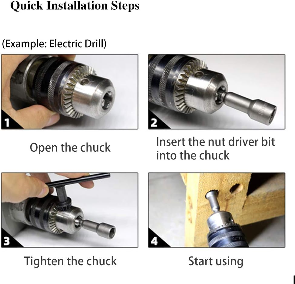 Nut Driver Bit Sets 8Mm, 1/4" Hex Shank Power Nut Driver Sets Magnetic with Quick Change Groove for Electric Hand Drill/Lithium Drill/Pneumatic Screwdriver/Impact Driver, Pack of 5 image number 2