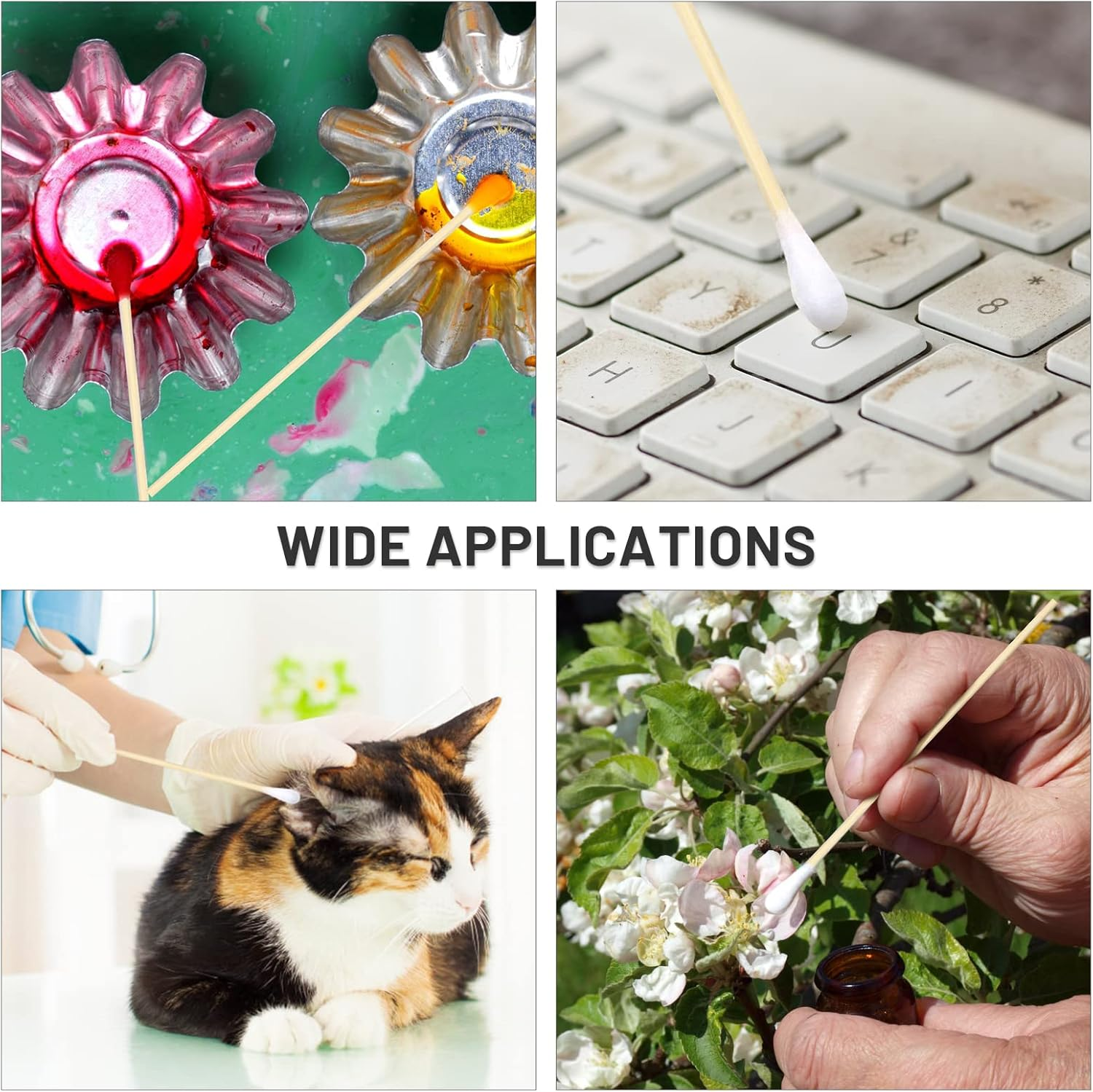 200PCS 6" Long Cotton Swabs with Bamboo Sticks - Lint Free, Highly Absorbent Cleaning Cotton Tipped Applicators image number 3