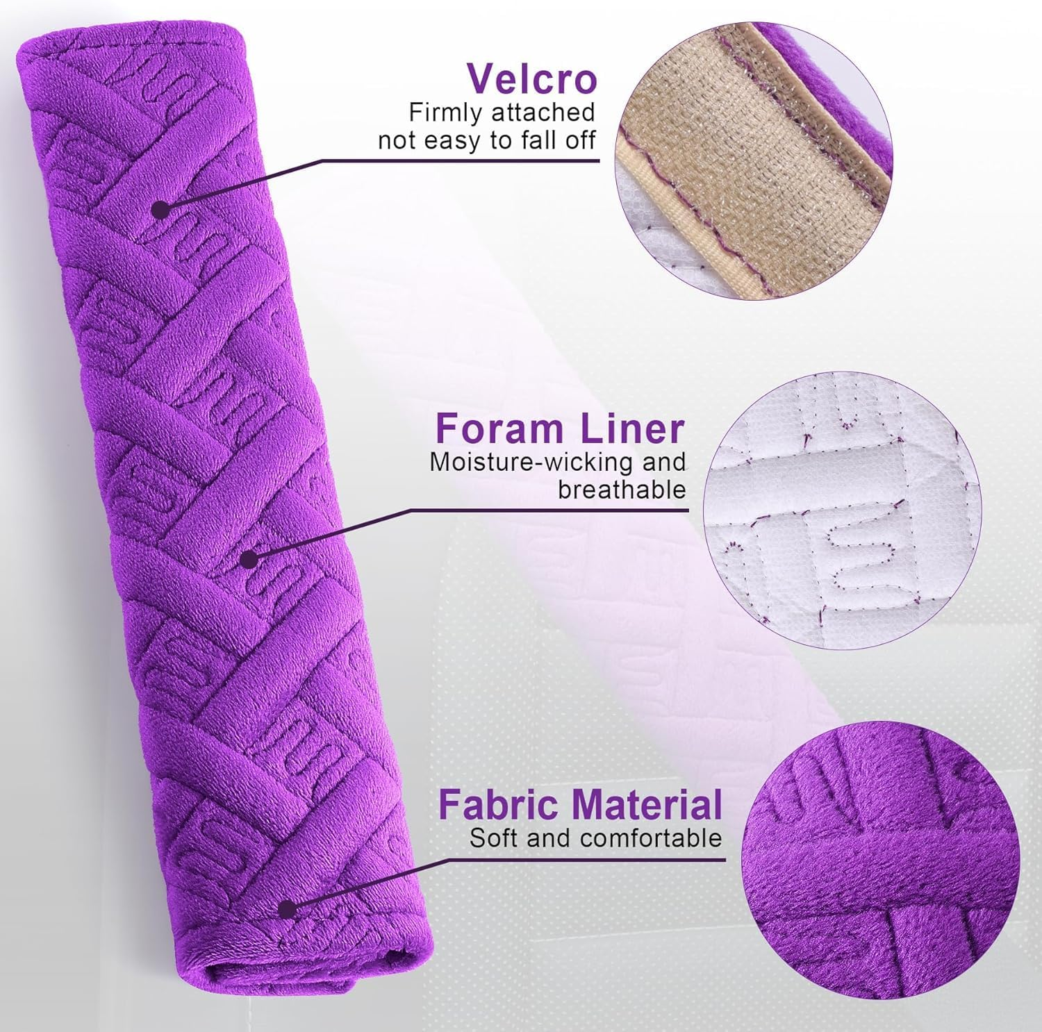 2-Pack Universal Car Seat Belt Pads Cover for a More Comfortable Driving, Seat Belt Shoulder Strap Covers Harness Pad for Car Interior Accessories (Purple, One Size) image number 1