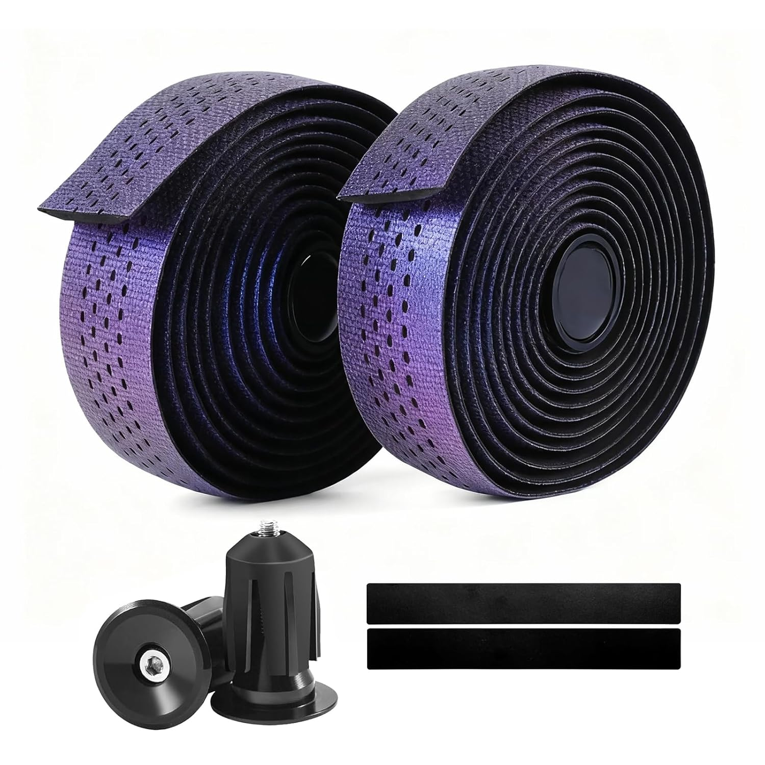 Gradient Purple Bike Handlebar Tape, Non-Slip EVA Road Bike Bar Tape with Shock Absorption, Waterproof Breathable Cycling Handle Wraps for Comfortable Grip & Control, Set of 2
