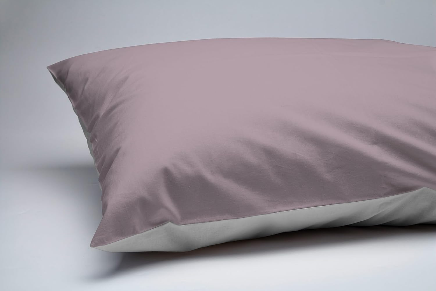 100% Natural Cotton Duvet Cover Set for Double Bed, Made in Italy, Fitted Sheet, Top Sheet 240 X 300 Cm and Pillowcases with Flap, Dusky Pink/Light Grey