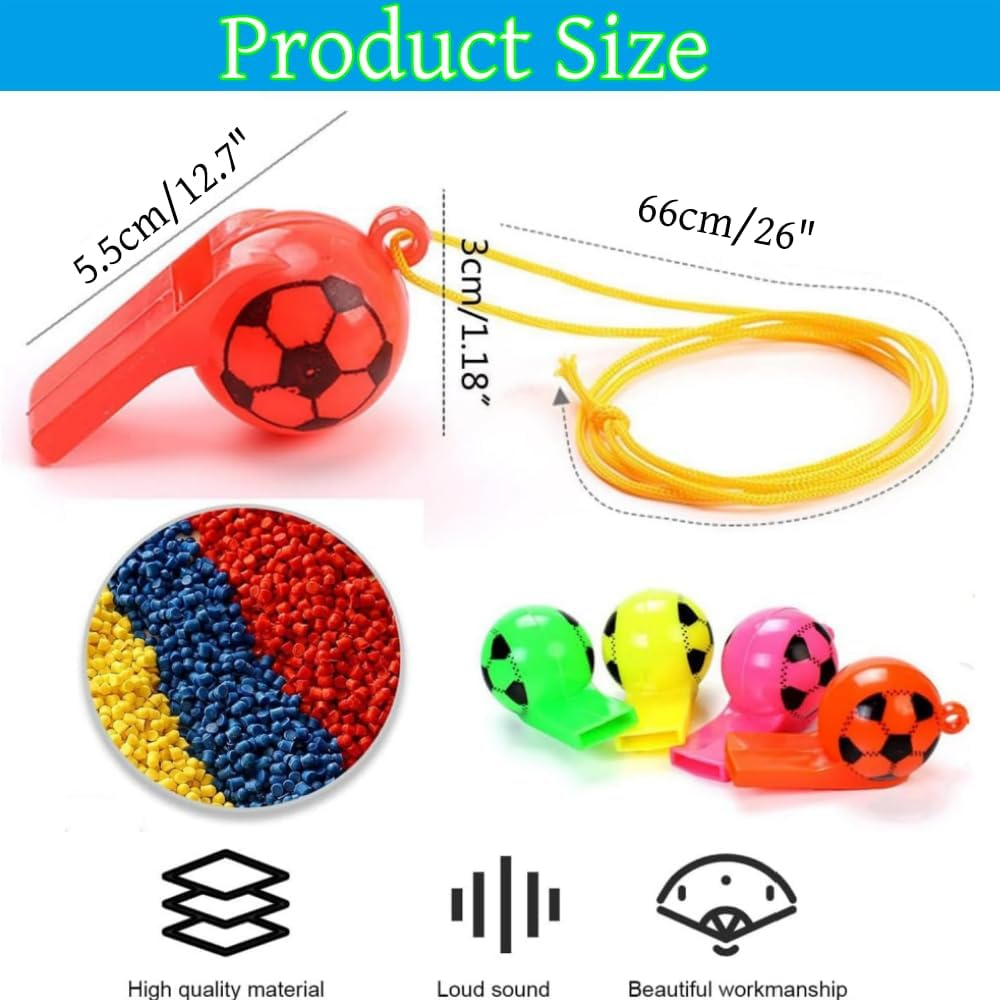 30 Pcs Children'S Whistle with Lanyards, Coaches Referee Whistles, Soccer Pattern Training Sports Whistle, Emergency Safety Whistle, Whistles for Coache, Referee, Teacher image number 3