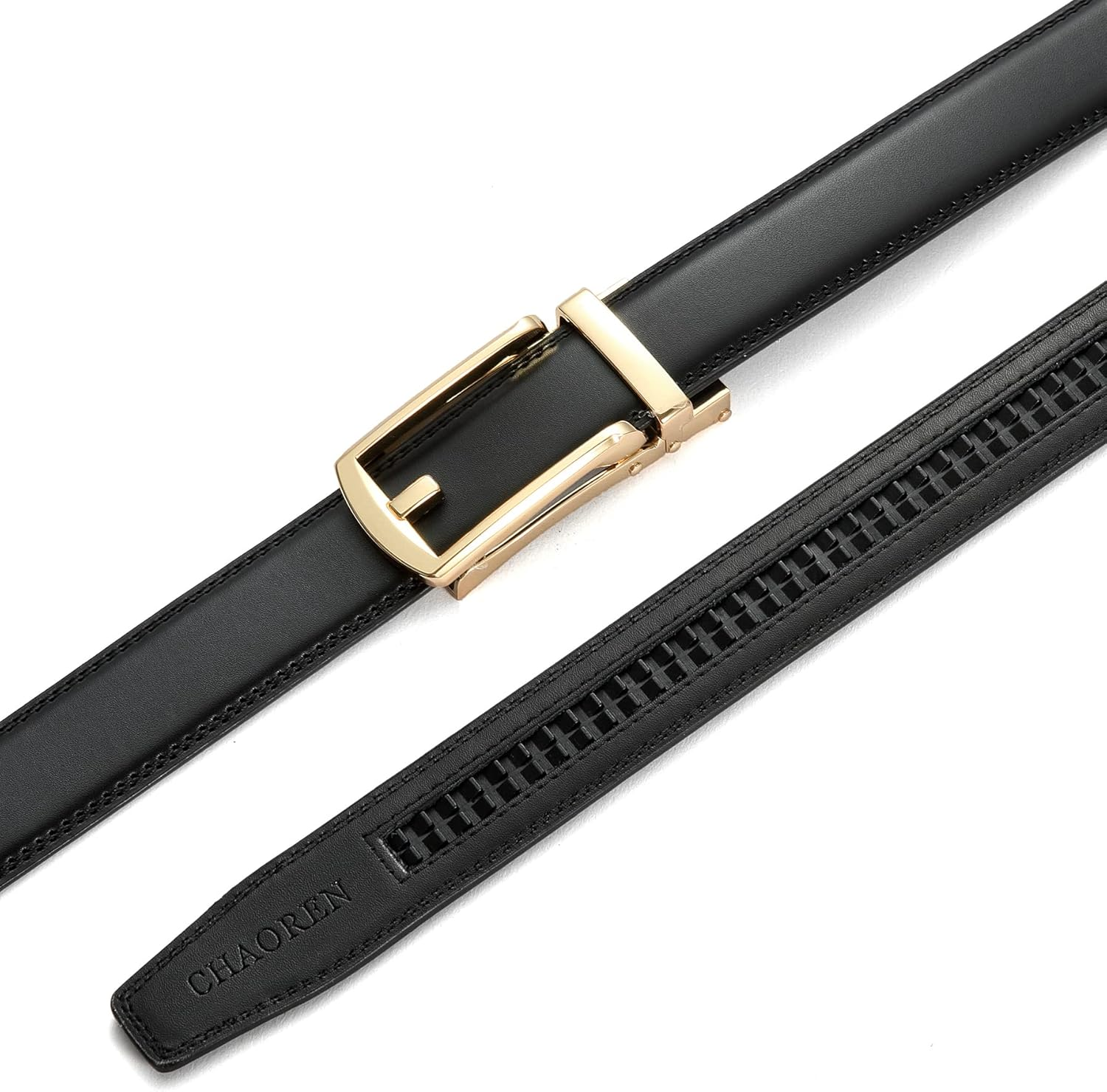 Womens Belt for Jeans, CR Women Tan Leather Belt with Gold Buckle for Pants, 1.25" Ratchet Ladies Belt for Jeans Pants