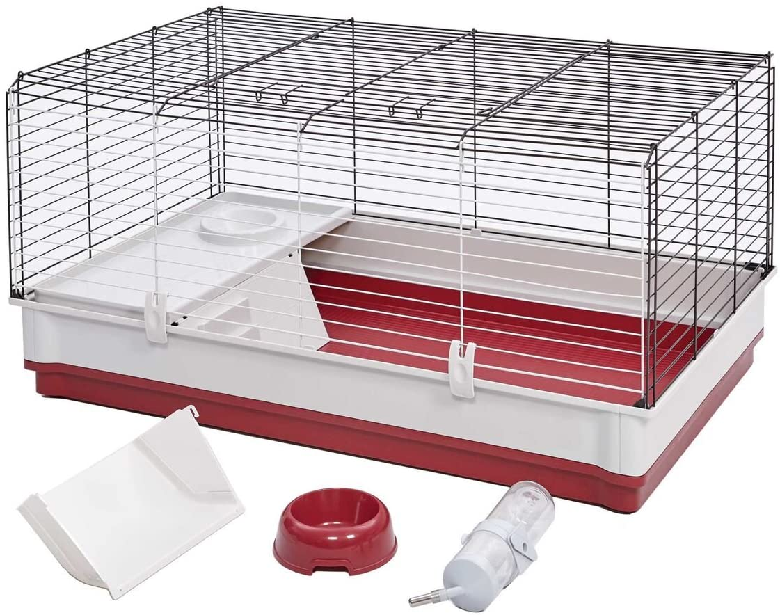 Midwest Homes for Pets 158 Wabbitat Deluxe Rabbit Home, Rabbit Cage, 39.5 L X 23.75 W X 19.75 H Inch, Maroon/White image number 6