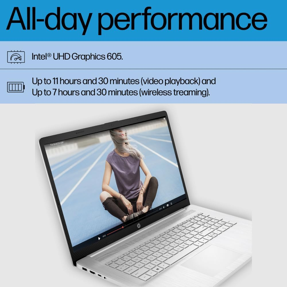 HP 17.3&Prime; Laptop, FHD Display, Intel Core I5 1355U Processor, 16 GB RAM, 512 GB SSD, Windows 11 Home, Natural Silver, 9T0L1PA image number 3