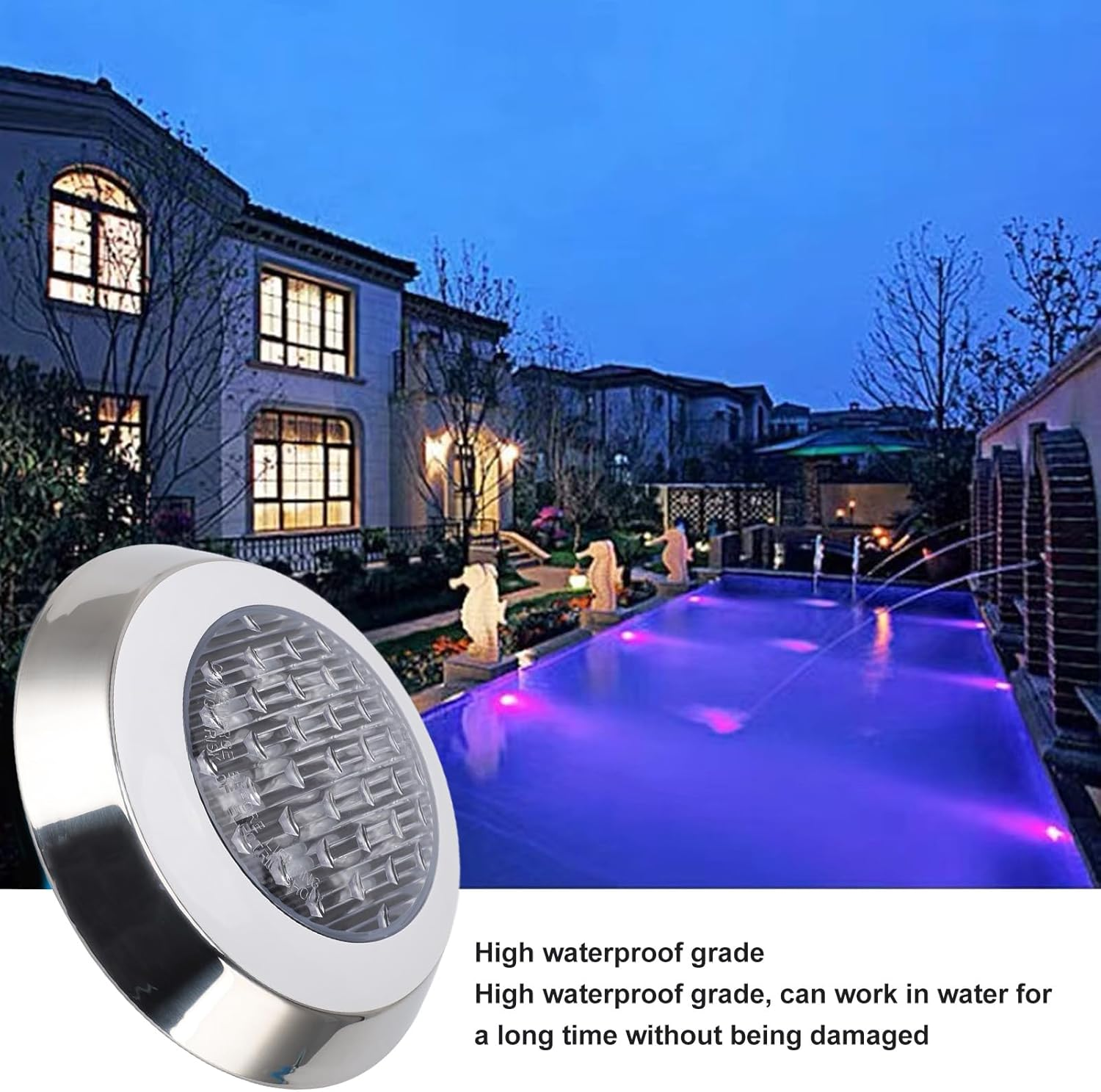 TOPINCN Recessed Submersible Pond Light Safe Underwater Lights for Pool, Hot Tub - Stable Performance (12W) image number 4