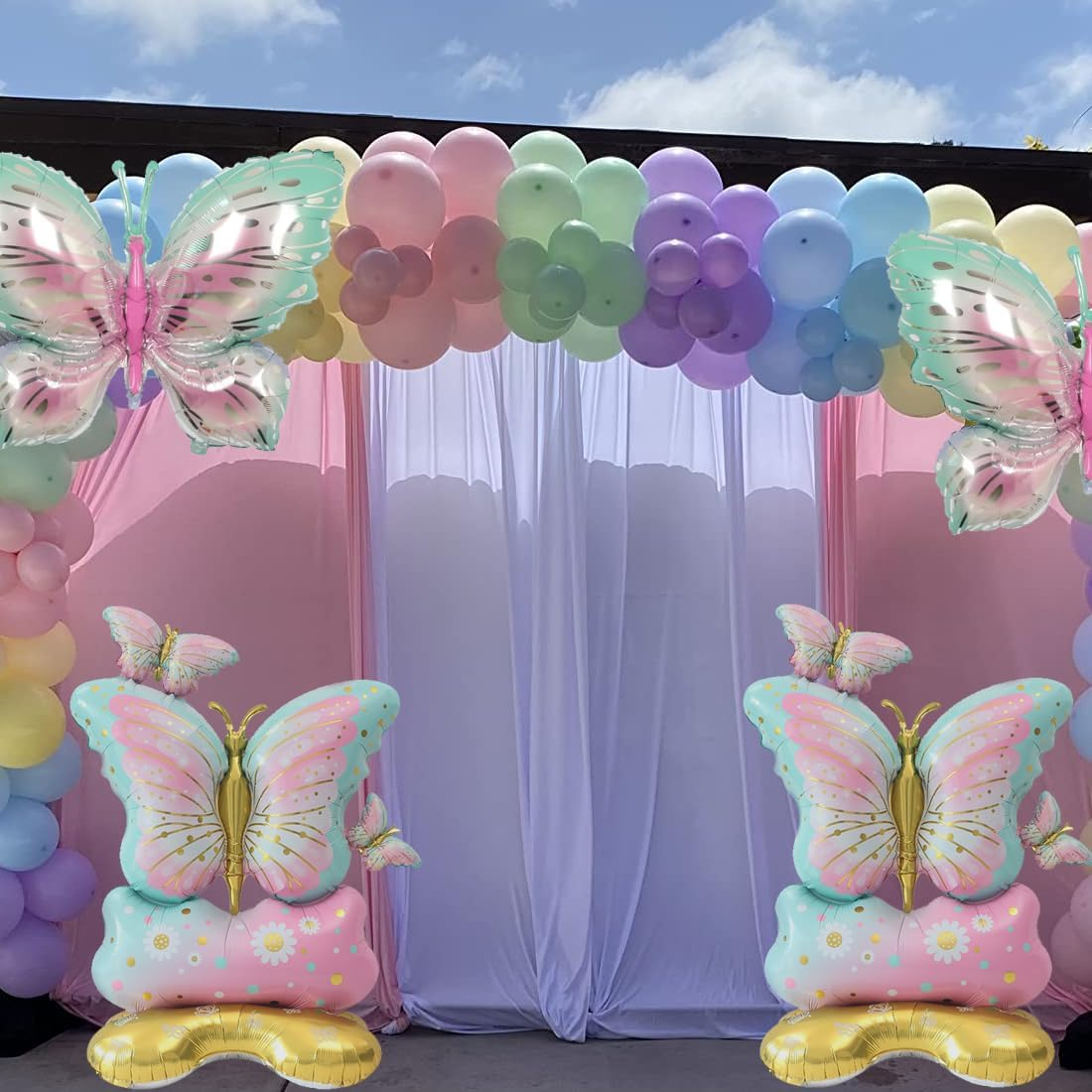 SUNSK Butterfly Balloons 4D Standing Foil Balloon Large Birthday Balloons XXL Insect Aluminium Foil Balloon Birthday Party Decoration for Girls Women (Pack of 2) image number 1