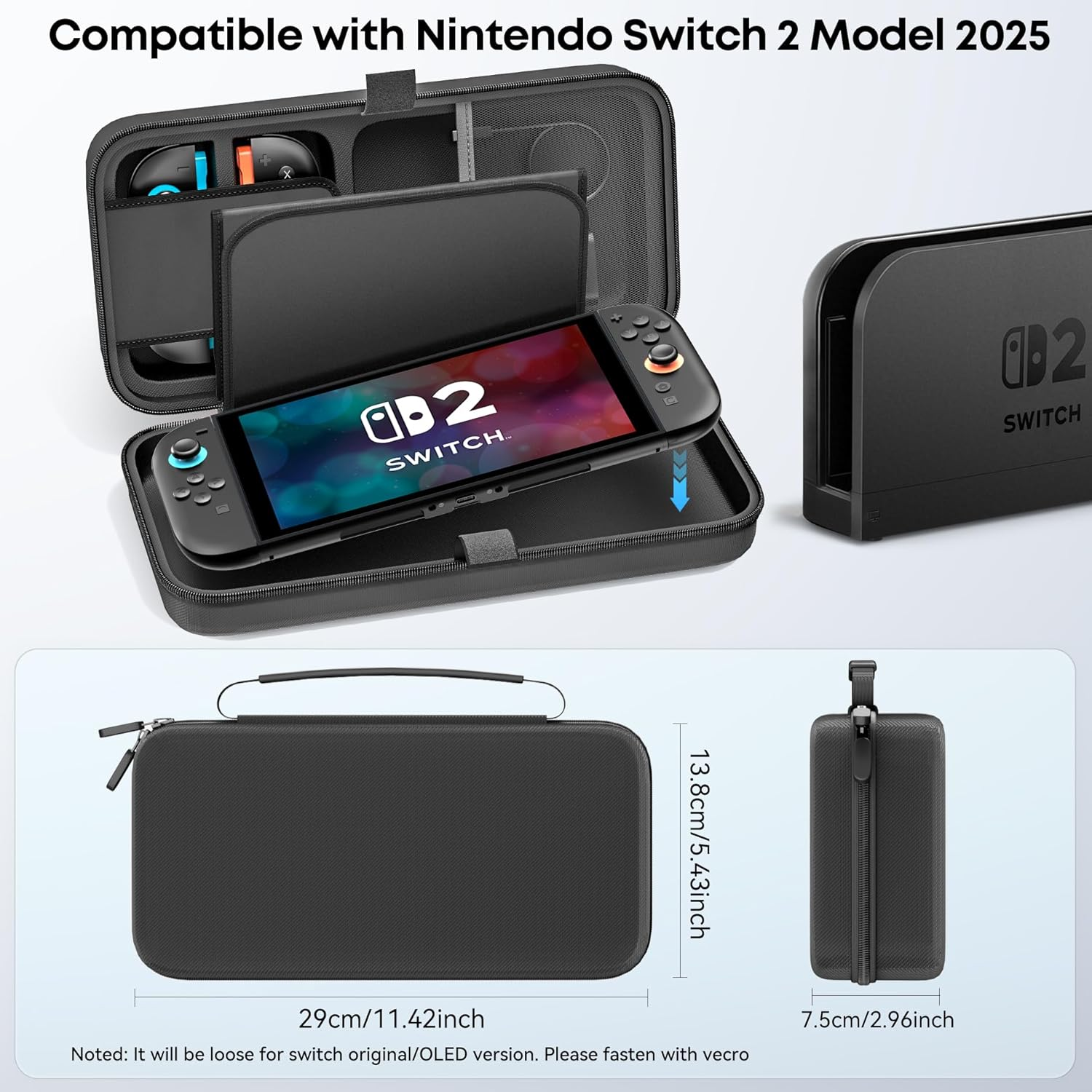Gersker Switch 2 Carrying Case Compatible with Nintendo Switch 2, Custom Spot for Switch 2 Joycon & AC Adapter, Hard Switch 2 Case Travel Bag with Foldable Stand Function for Console & 20 Games Cards image number 1