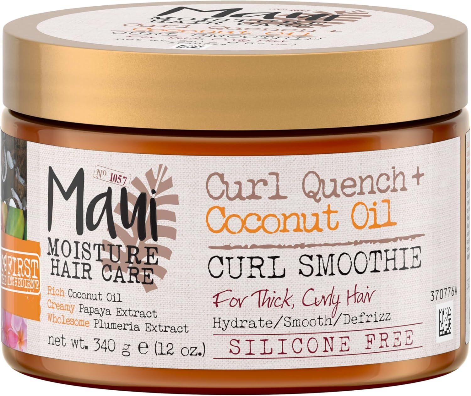 Maui Moisture Curl Quench + Hydrating Coconut Oil Curl Smoothie Hair Mask for Curly Hair 340G|Detangle, Defrizz and Define Curls|Use as Hair Styling Cream or Detangler image number 1
