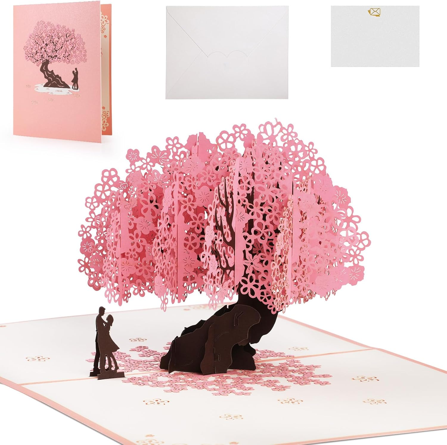 Pop up Wedding Card, Geeric 3D Proposal Card Popup Anniversary Love Card Romantic Valentine'S Day Greeting Card with Envelope Wedding Invitation Card Love Tree Paper Card for Her Him Lovers image number 1