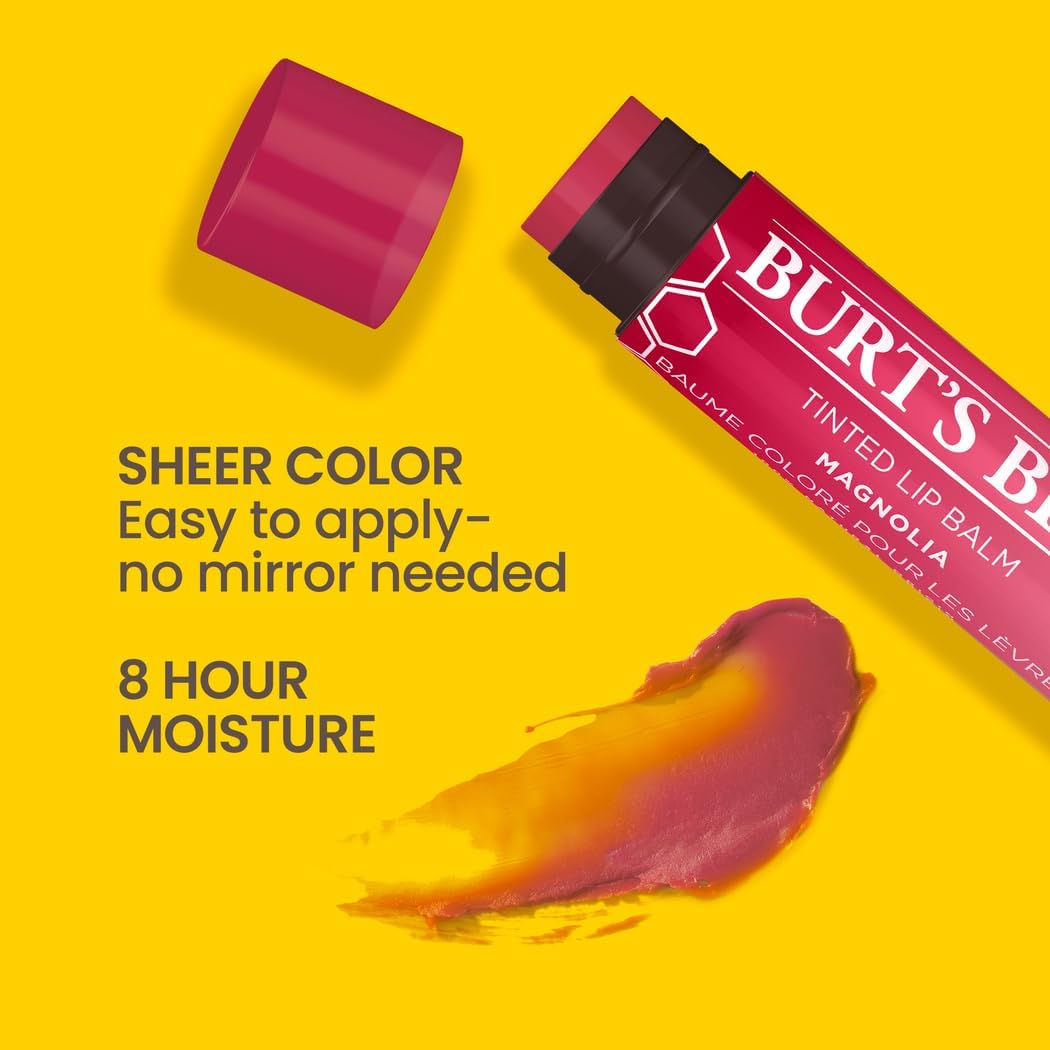 Burt'S Bees 100% Natural Origin Tinted Lip Balm, Pink Blossom with Shea Butter and Botanical Waxes, 1 Tube, 4.25G image number 5