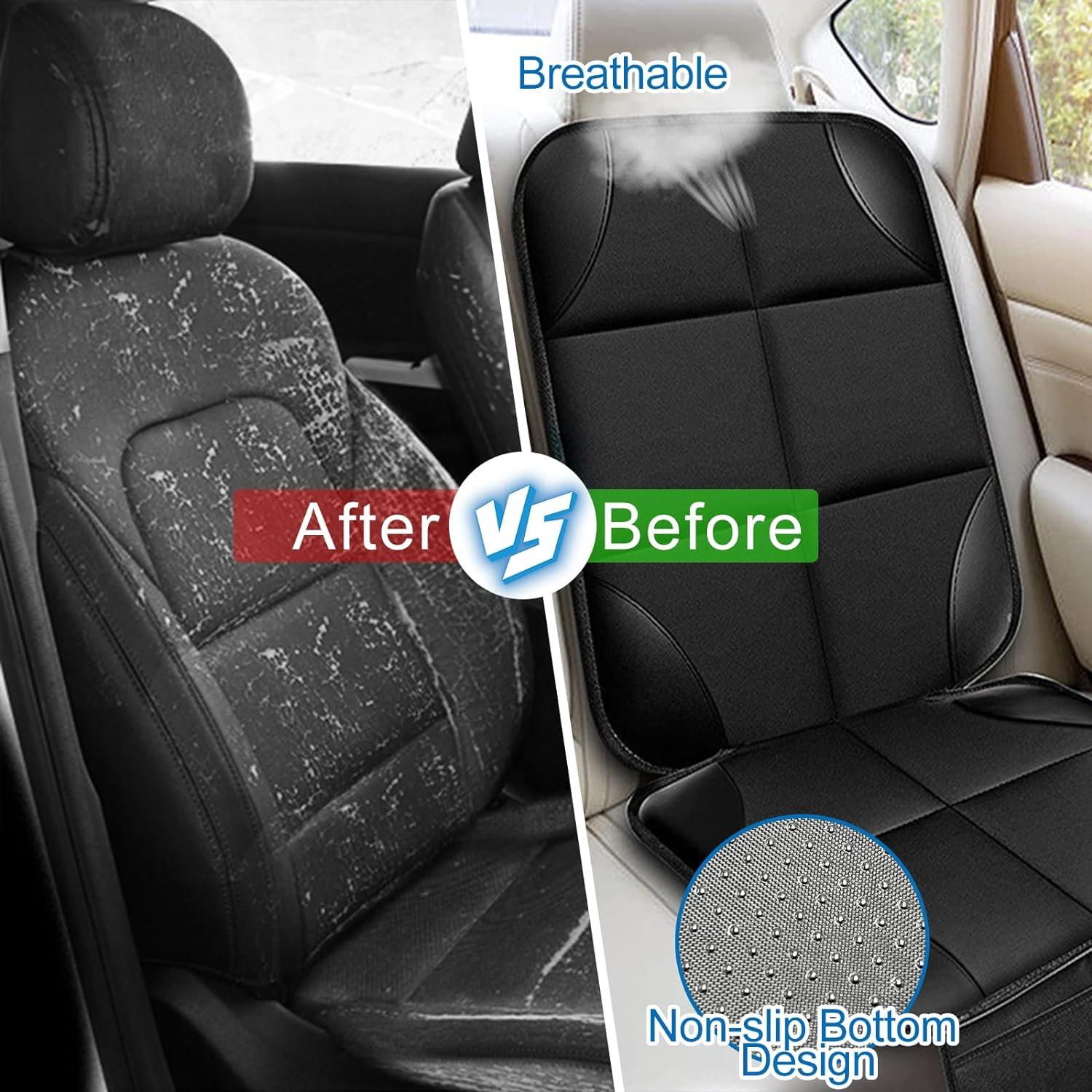 Car Seat Protector for Child Car Seat, 600D Fabric Waterproof Car Seat Cover with Non-Slip Backing, Seat Protector under Baby Car Seat Protectors for Car Back Seat (2 Pack) image number 2