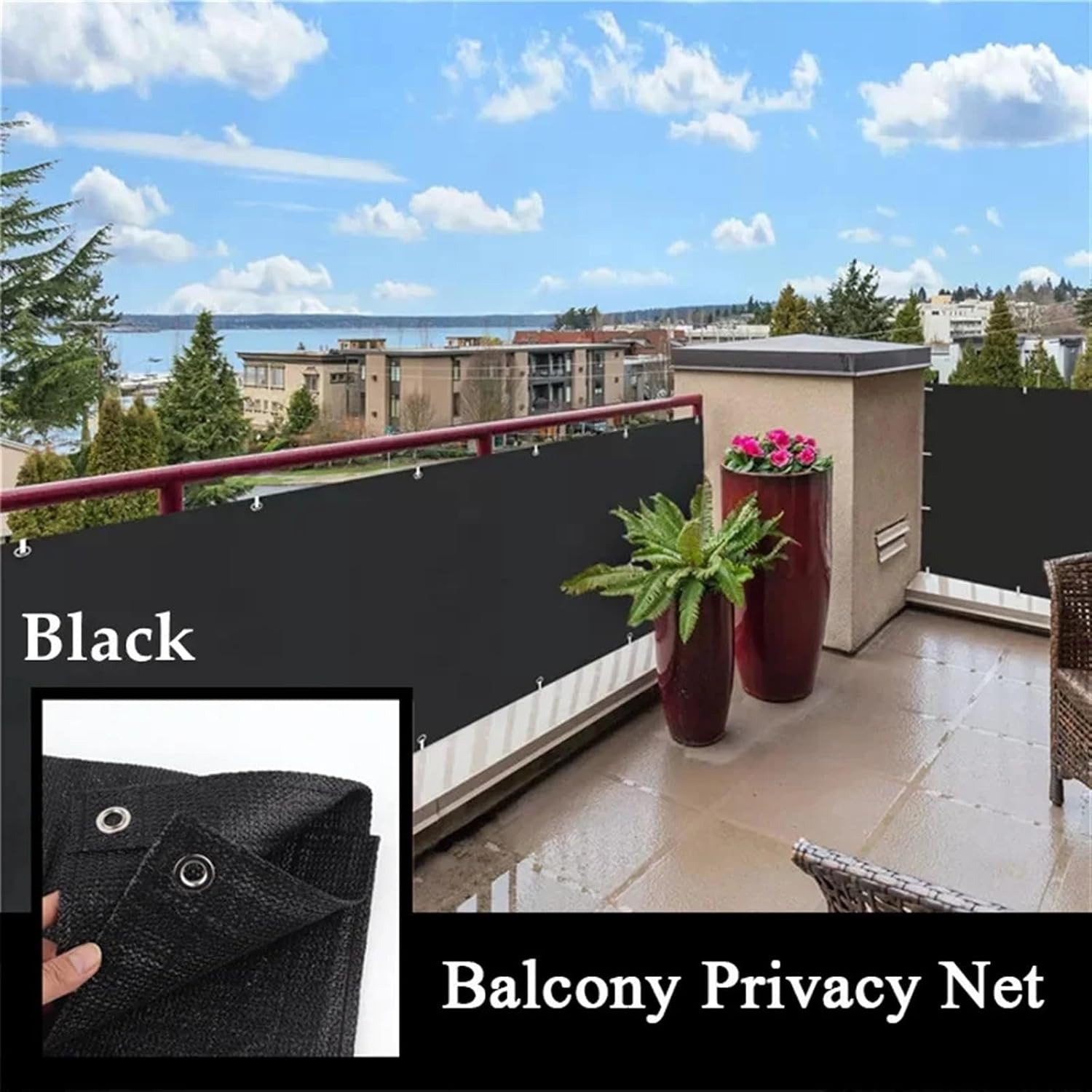 Zqnaznfdelarge Bird Cage Cover, Balcony Screen Balcony Privacy Screen Fence 0.9M/3Ft Anti-Uv Sun Shade Net Shade Netting Mesh Cloth Garden Cover(Black,0.9Mx3.6M) image number 5