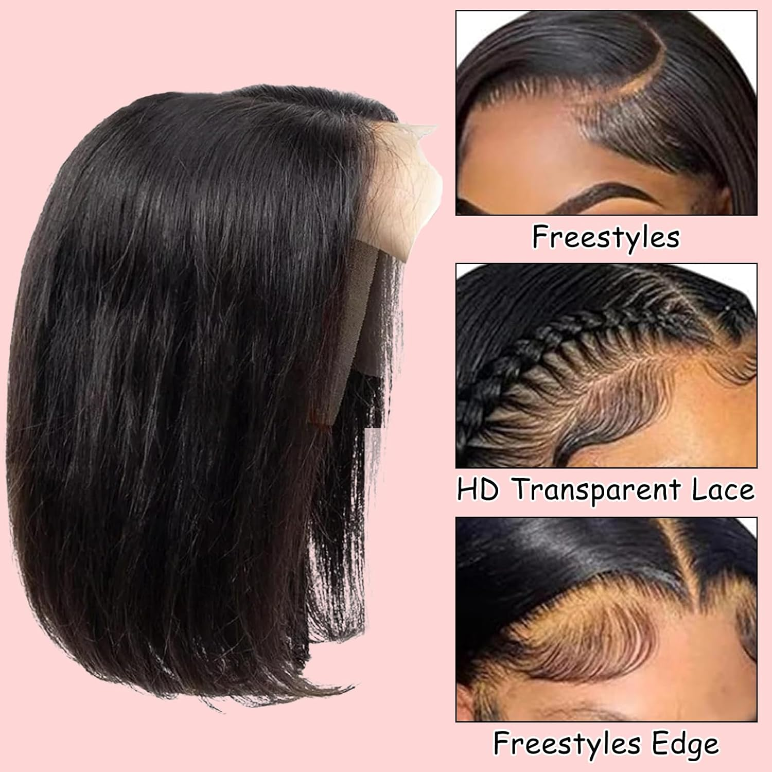 Bob Wig Wig, Women'S Short Bob Wig, Straight Short Wigs, 12 Inch Short Wigs with Side Parting Fringe, High Temperature Silk Wig, for Daily Wear by Women image number 5