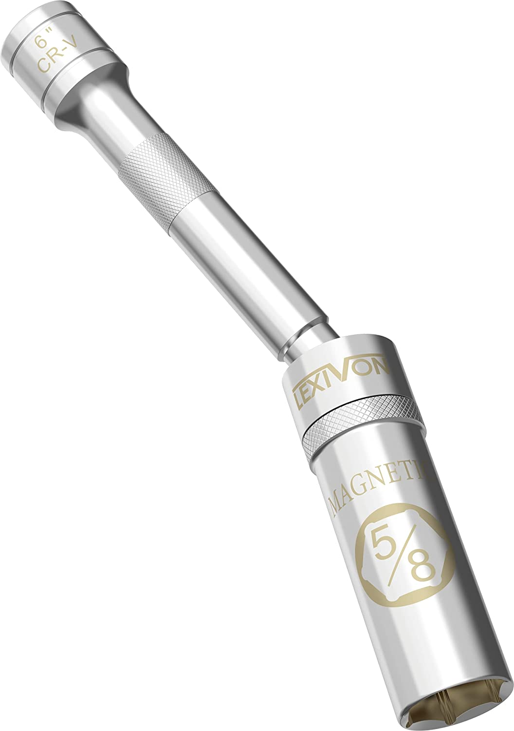 LEXIVON 5/8" Swivel Magnetic Spark Plug Socket, 3/8" Drive X 6" Total Length | Enhanced Magnetic Design with Thin Wall Socket, Cr-V Steel (LX-121) image number 3