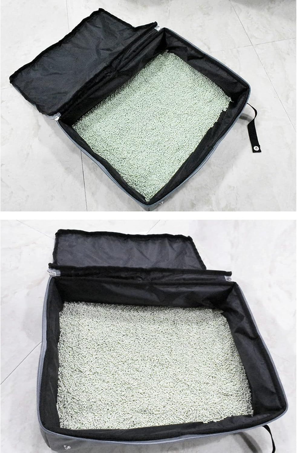 Portable Travel Litter Box - Foldable Cat Litter Box with Zipper Top and Handles - Leakproof Oxford Cloth Cat Litter Box - Reusable Cat Litter Pan for Roadtrip, Travel, Hotels (S) image number 2