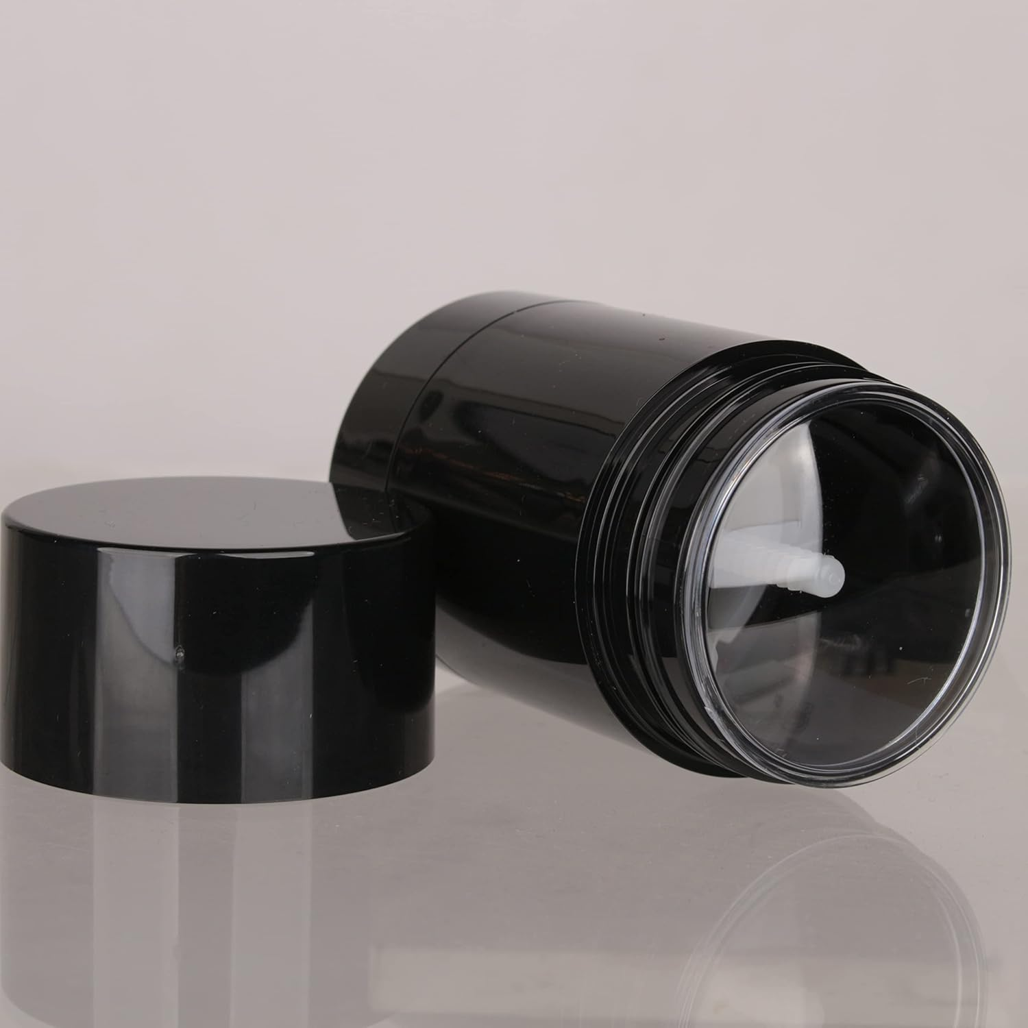 COSIDEA 4Pcs Black round Empty 30G / 1OZ Deodorant Containers Bottom Filling Large Twist up Tubes for Hair Wax Chapstick Tube image number 6
