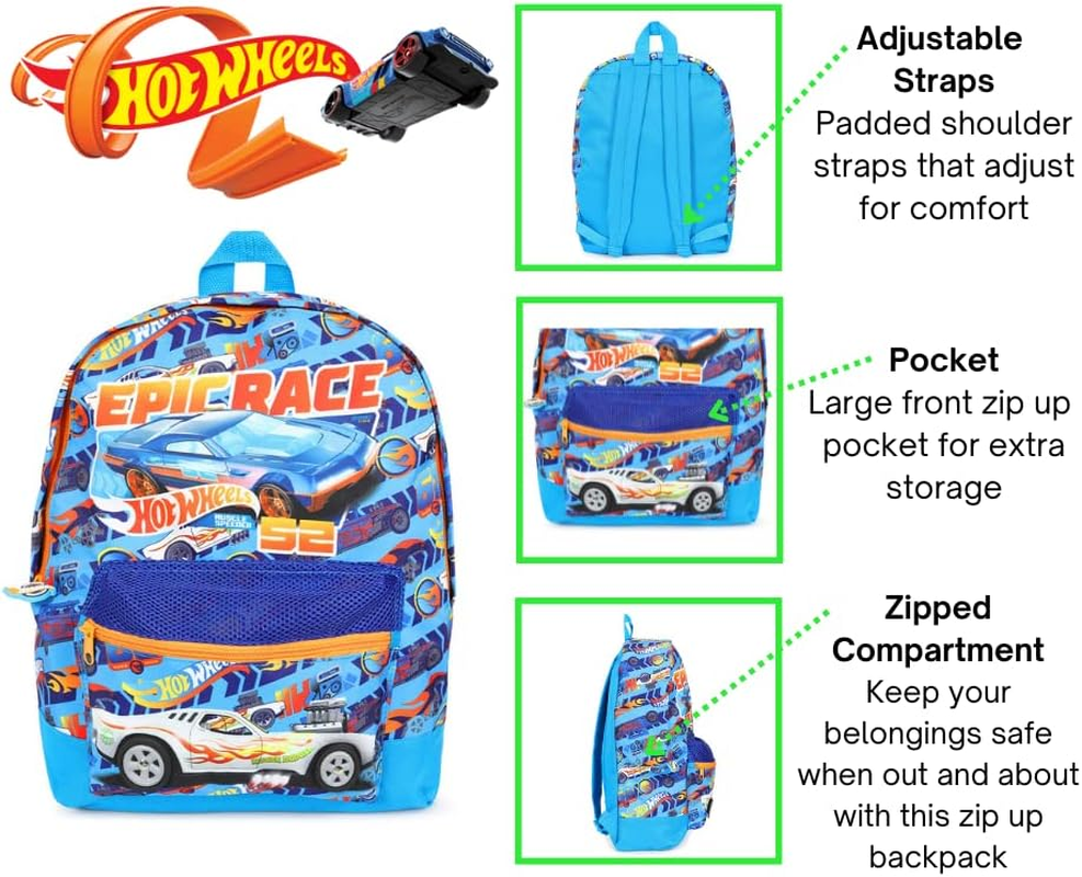 Hot Wheels Official Childrens Backpack, Kids Backpack, Schoolbag, Rucksack Blue, Blue image number 1