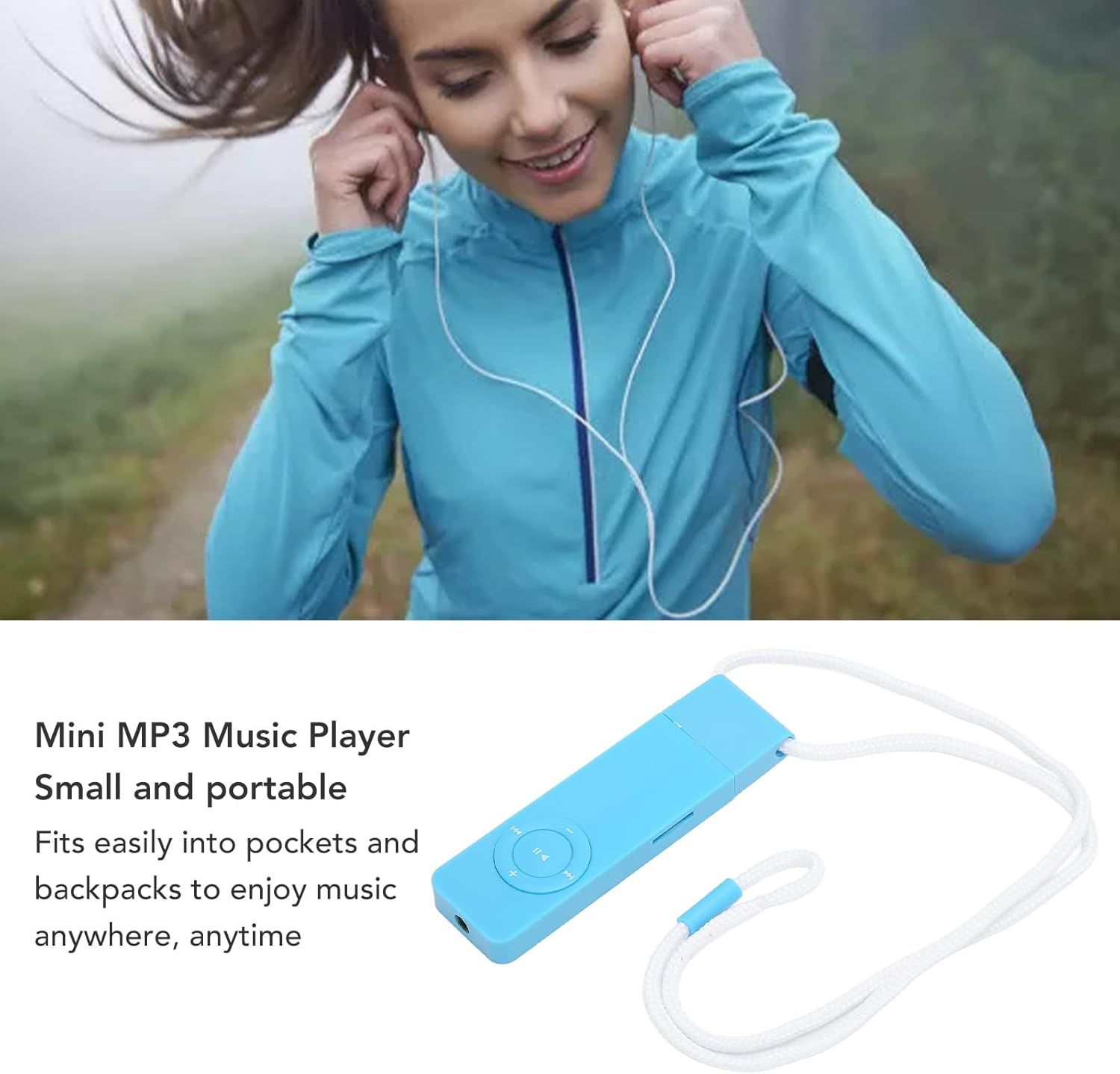 MP3 Player, Mini MP3 Music Player Portable Hifi Sound Digital Music Player Built in 180Mah Battery, Supports up to 64GB (Blue) - Green image number 7