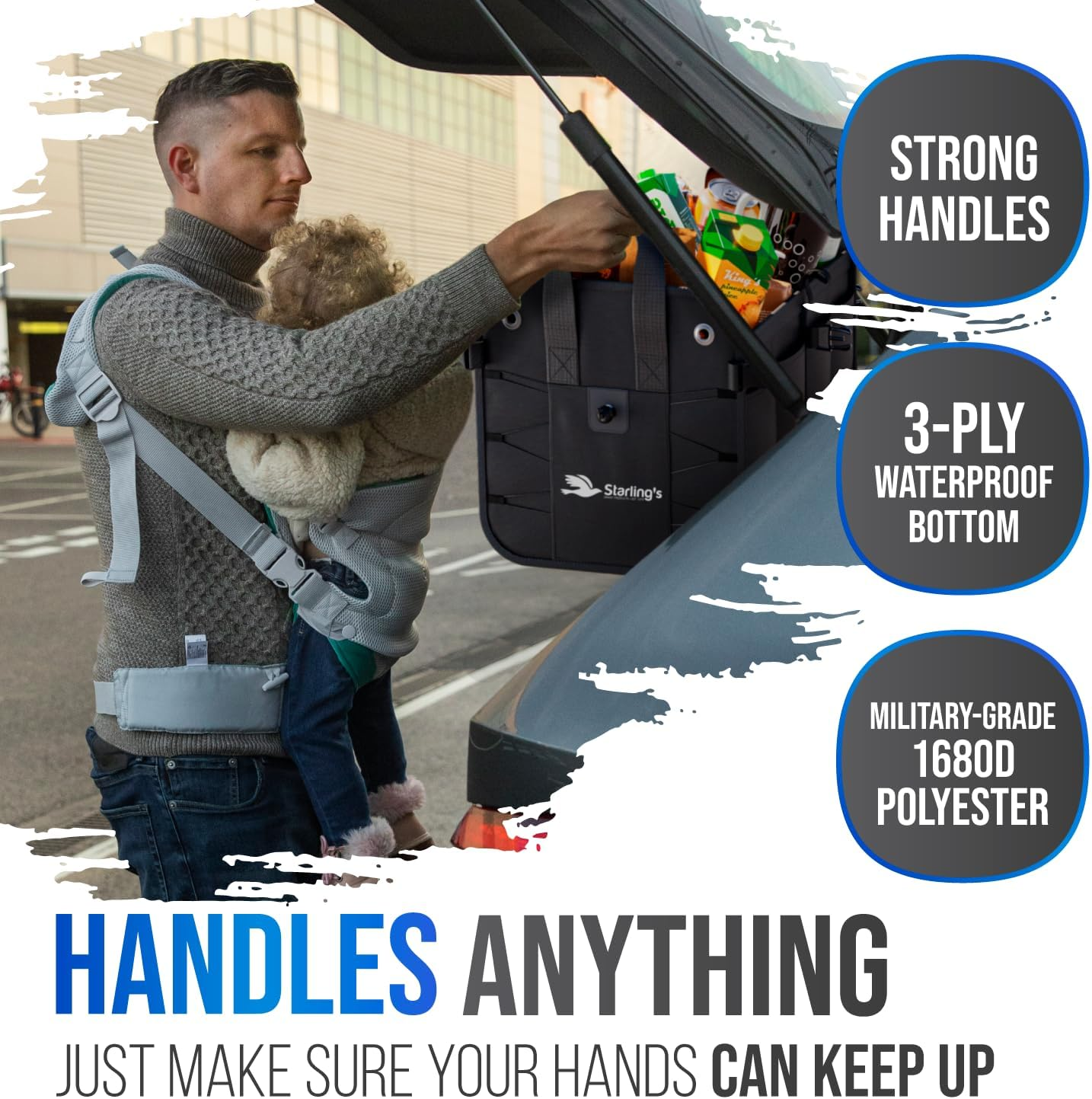 Starling'S Car Trunk Organizer - Car Boot Storage Bag, Durable Storage SUV Cargo Organiser Adjustable, Tidy Organization (Black) image number 2