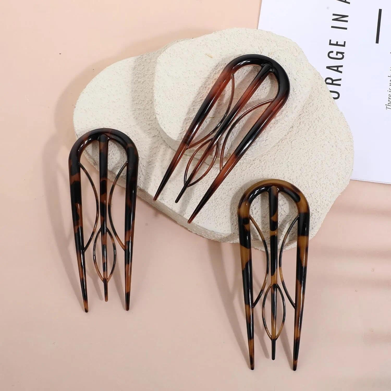 U Shaped French Hair Pins for Women, 3 Prong Updo Styling Clips with Secure Fixation and No Slip Design in 3 Colors - Ermaoo image number 2
