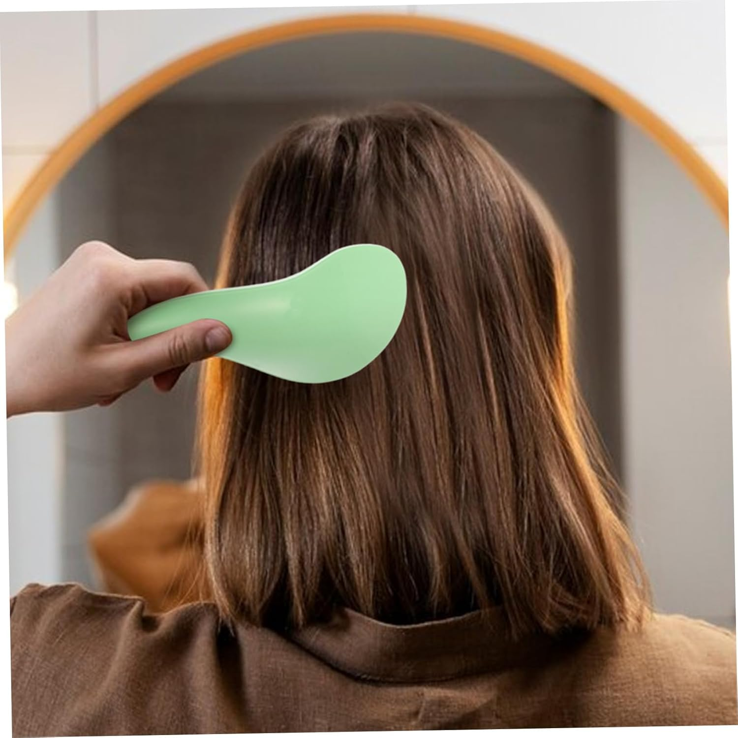 MERRYHAPY Candy Color Hair Styling Comb Set 2Pcs V-Shaped Hollow Scalp Massage Combs for Women Volumizing Hair Root Lifting Detangling Brush Green - Rosy image number 6