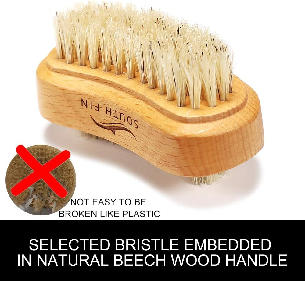 SOUTH FIN Natural Bristle Nail Brush with Beechwood Handle for Manicure and Pedicure Clean and Remove Calluses image number 3