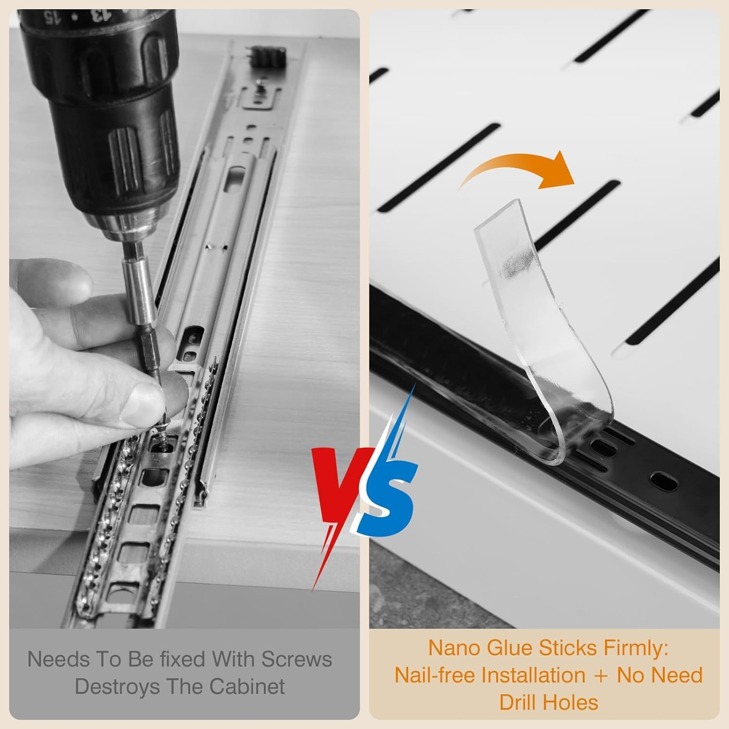 Pull Out Cabinet Organizer,Extendable Slide Out Pantry Shelves Storage,Sliding Drawer Pantry Shelf for Kitchen, Living Room, Home,Adhesive Pull Out Drawers for Cabinets (2) image number 5