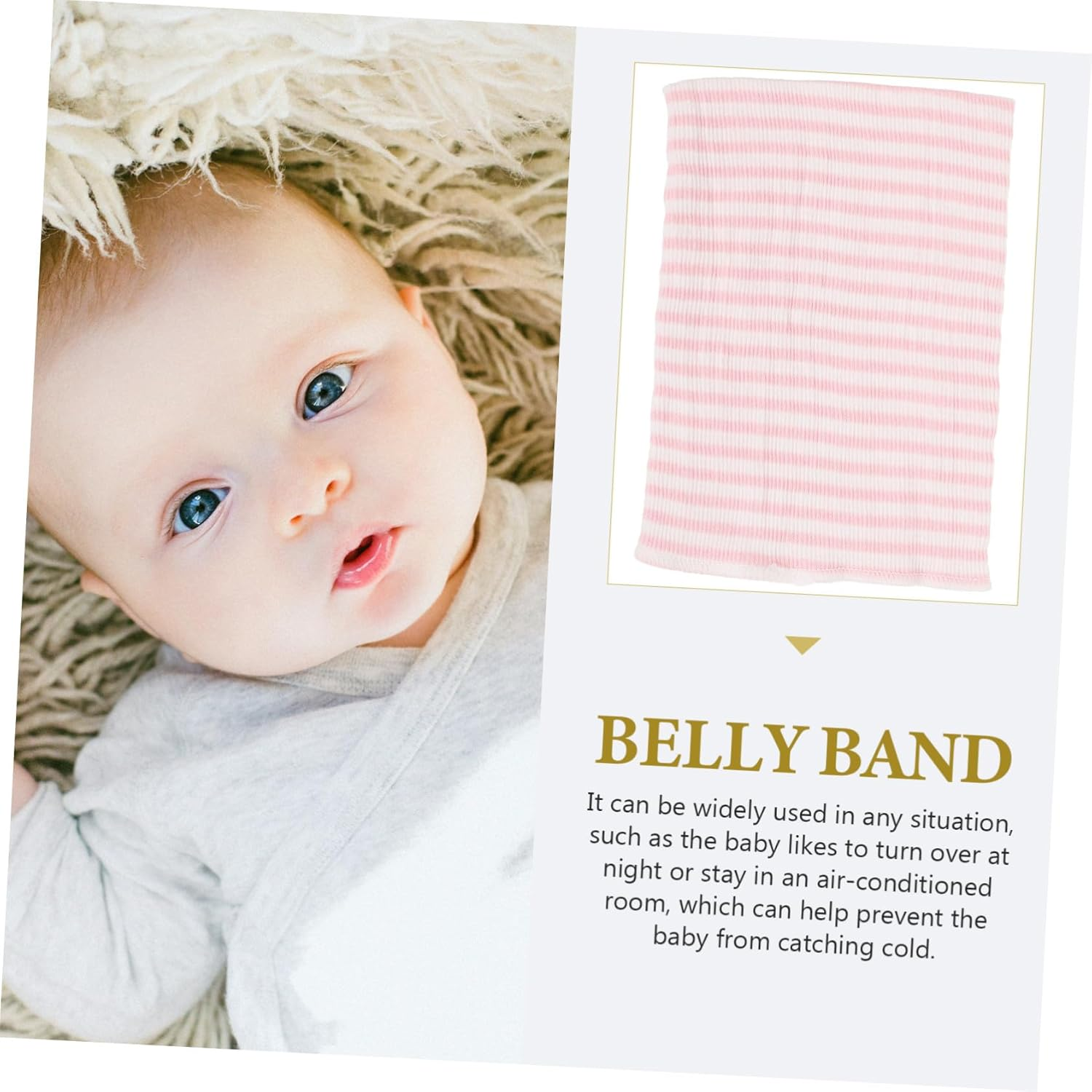 Cotton Belly Band for Navel Care Soft Belly Wrap for Newborns and Convenient Cord Belt in Pink Stripe Essential Newborn image number 1