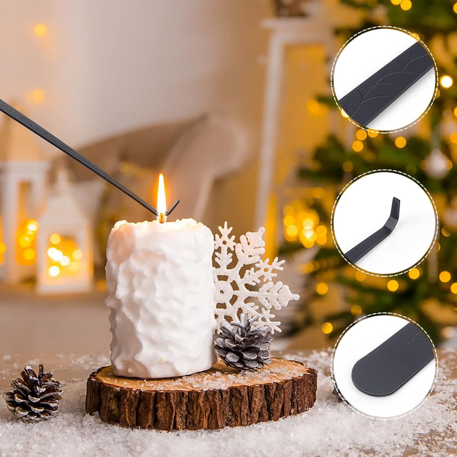 3 in 1 Candle Accessory Set - Wick Trimmer, Dipper, Snuffer and Cutter - Care Kit with Gift Package for Candle Lovers (Black) image number 2