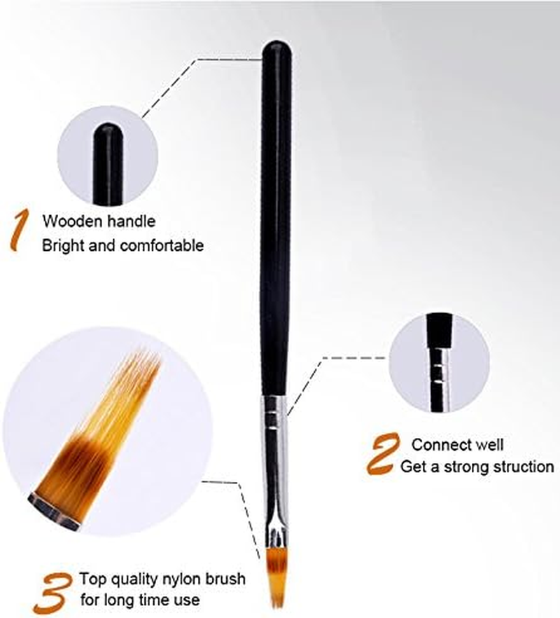 WOKOTO 2PCS Black Nail Ombre Brushes Gradient Painting Pens Brushes with Wood Handle UV Gel Nail Art Builder Brushes Kit image number 5