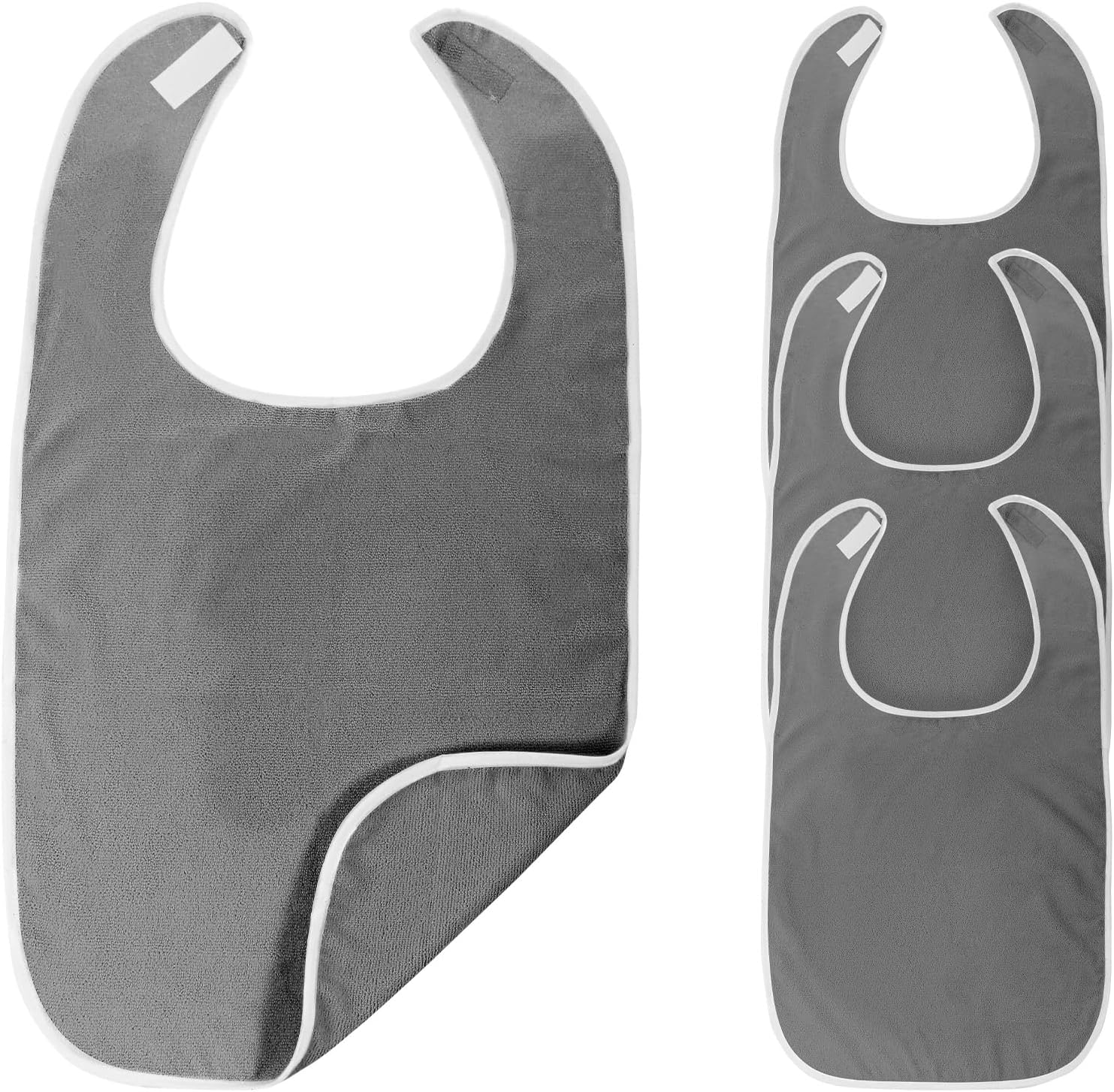 4 Pack Adult Bibs - Soft Polyester Terry Bibs, Adjustable Washable Drool Bibs for Adults Reusable Towel Bibs for Women Men Elderly Senior
