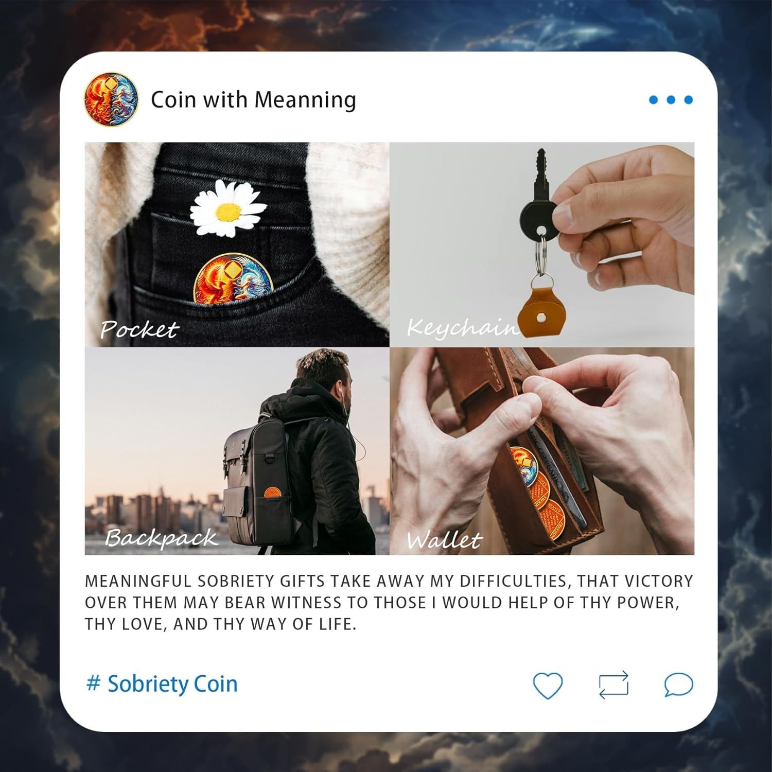 Phoenix Fairy 1 Year Na Medallions - Sun and Moon Sobriety Coin - One Year Recovery Addiction Token - Celebrate Clean and Sober Chip - 0-10 Prime Narcotics Anonymous Gifts for Men Women image number 3