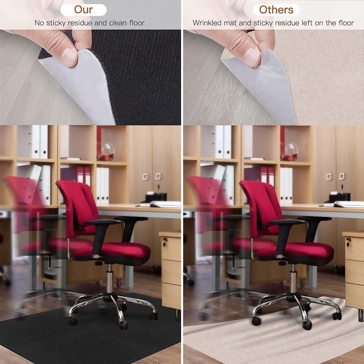 DELAM Office Chair Mat for Hardwood Floor & Tile Floor, under Desk Chair Mats for Rolling Chair, Computer Chair Mat for Gaming, Large Anti-Slip Floor Protector Rug, Not for Carpet, 47"X35", Black image number 7