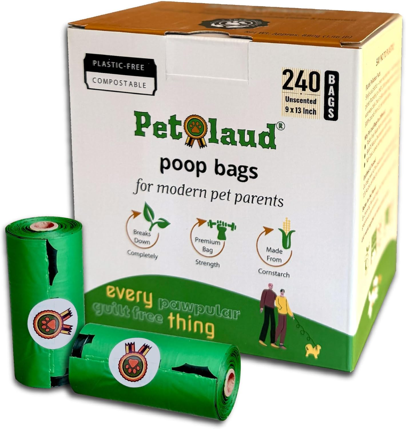 Petlaud Compostable Dog Poop Bags, Extra Thick, Leakproof, Plastic-Free, Certified ASTM D6400 & EN13432 &mdash; 240 Count image number 4