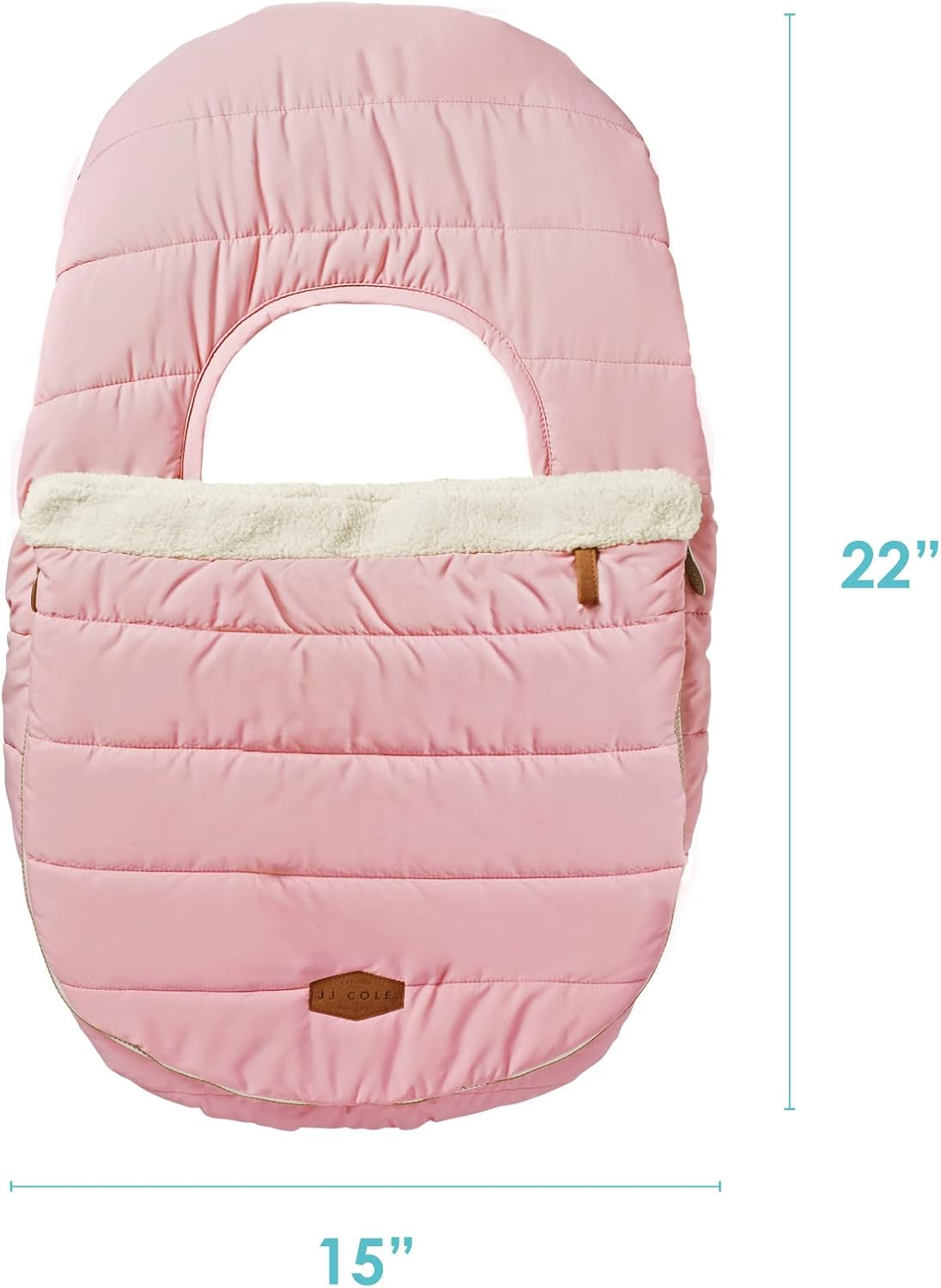 JJ Cole Winter Baby Car Seat Cover - Winter Car Seat Cover for Baby Seat or Stroller - Infant Car Seat Covers with Warm Sherpa Lining - Blush Pink