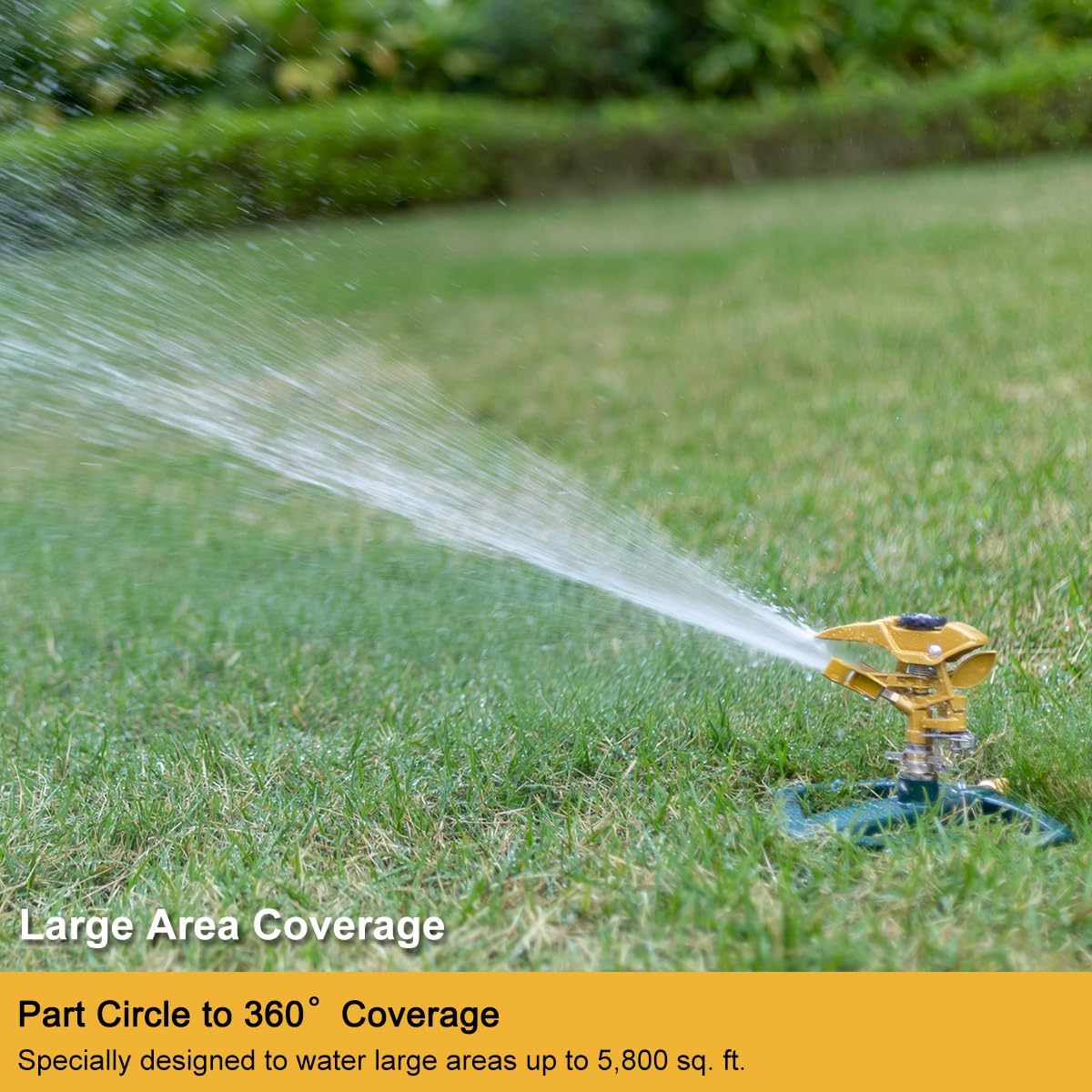 FANHAO Lawn Sprinkler with Metal Base, Pulsation Sprinkler, Impulse Sprinkler for Irrigation Areas up to 540 M&sup2;, 360&deg; Rotatable for Large Area Coverage image number 4