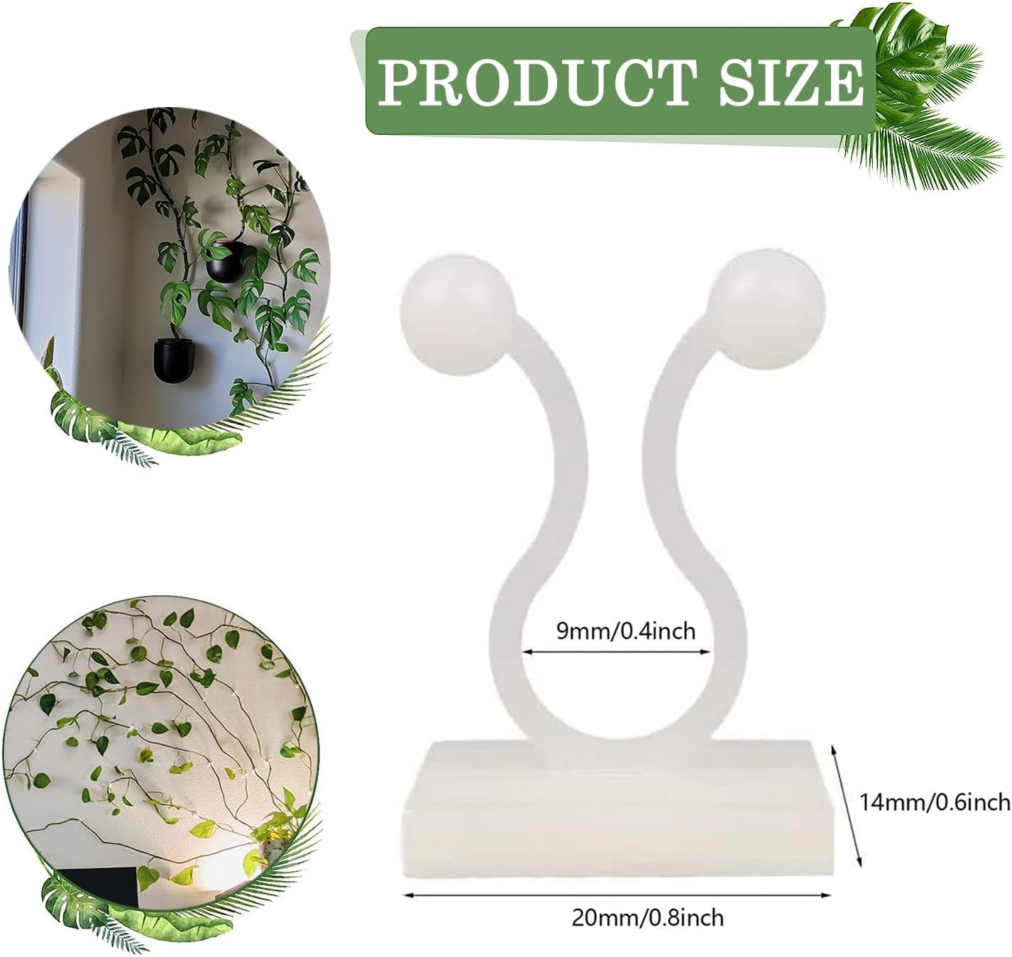 Tmofs 100Pcs Plant Climbing Wall Fixture Clips,Plant Fixer Invisible Wall Vines Fixing Clips Self-Adhesive Clips Plant Vine Traction for Indoor Outdoor Decoration and Cable Wire Fixing (White) - White image number 6