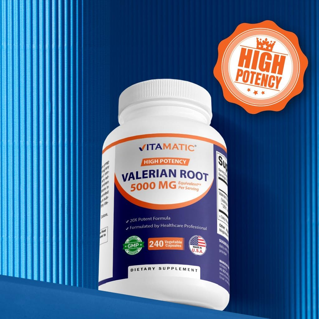 Vitamatic Valerian Root 5000 Mg Equivalent per Capsule - 240 Capsules - 20X Concentrated Extract from 20:1 250Mg - Herbal Sleep Aid image number 3