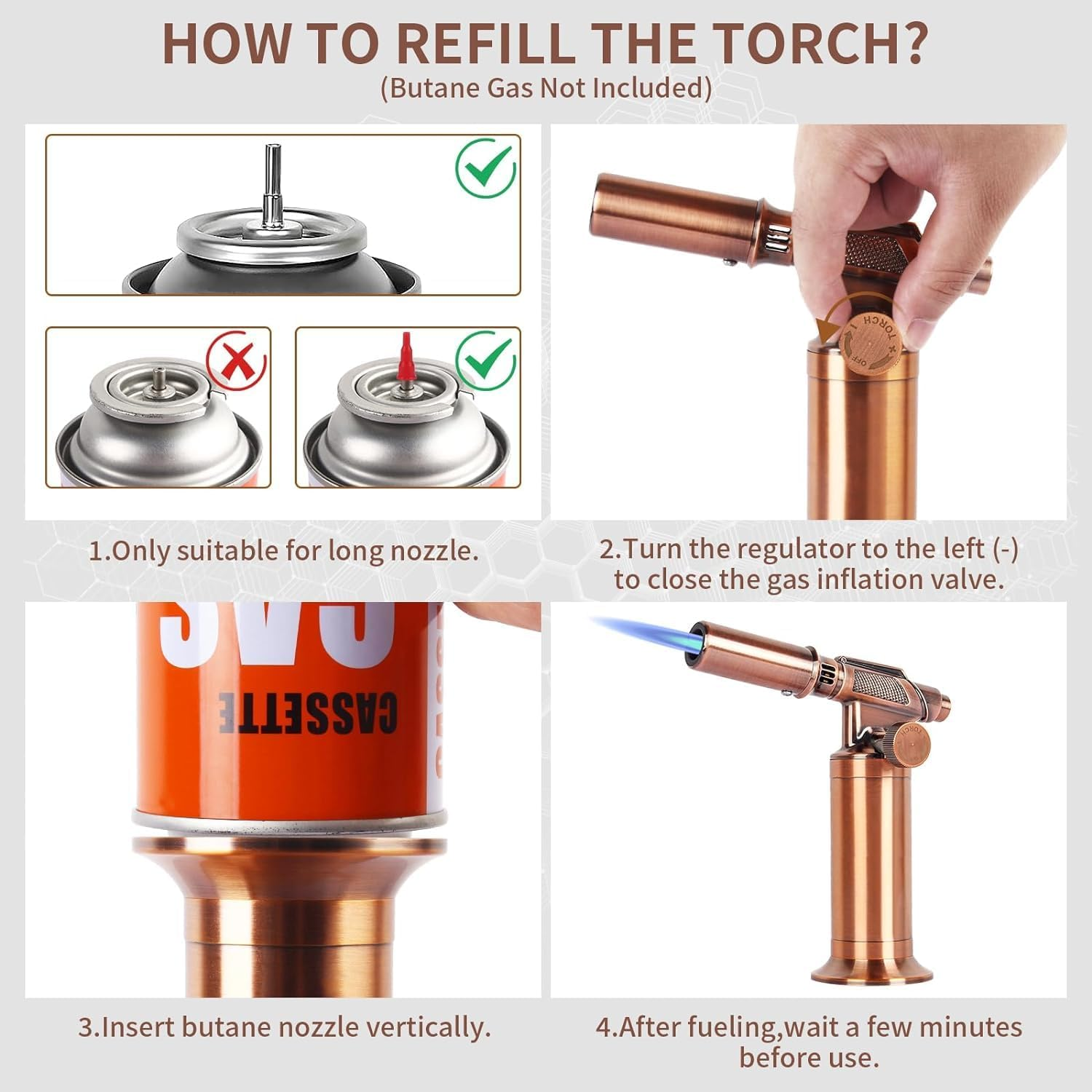 Sondiko Butane Torch, Premium Metal Big Flame Torch, Refillable Blow Torch Lighter with Adjustable & Wind Resistance Flame for Soldering, Cooking, Bbq(Butane Gas Not Included) image number 4