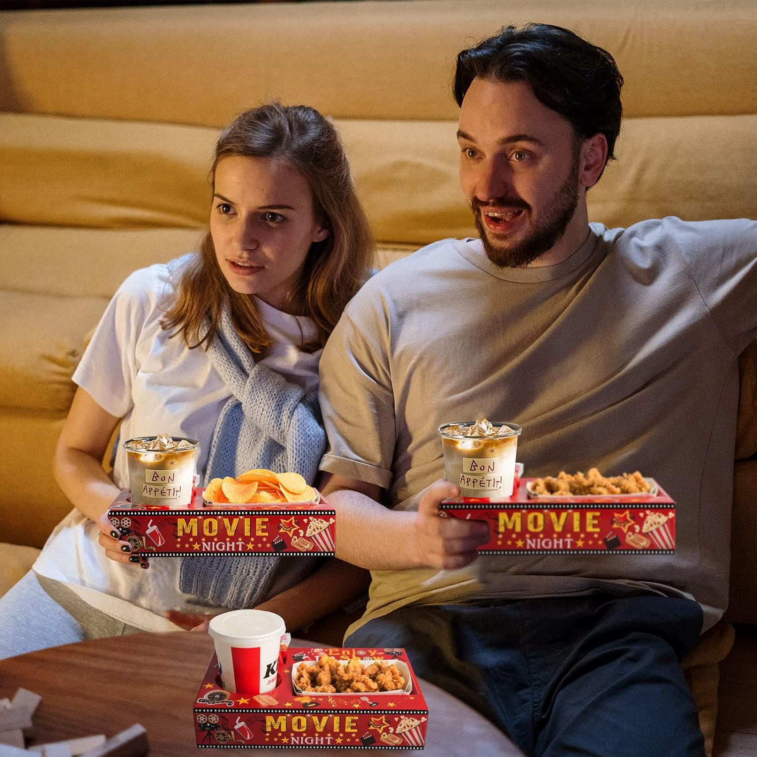 20 Pcs Movie Night Paper Snack Trays Movie Night Party Favors Cinema Theme Party Birthday Party Supplies Vintage Movie Night Family Movie Popcorn&Drink&Candy Box image number 5