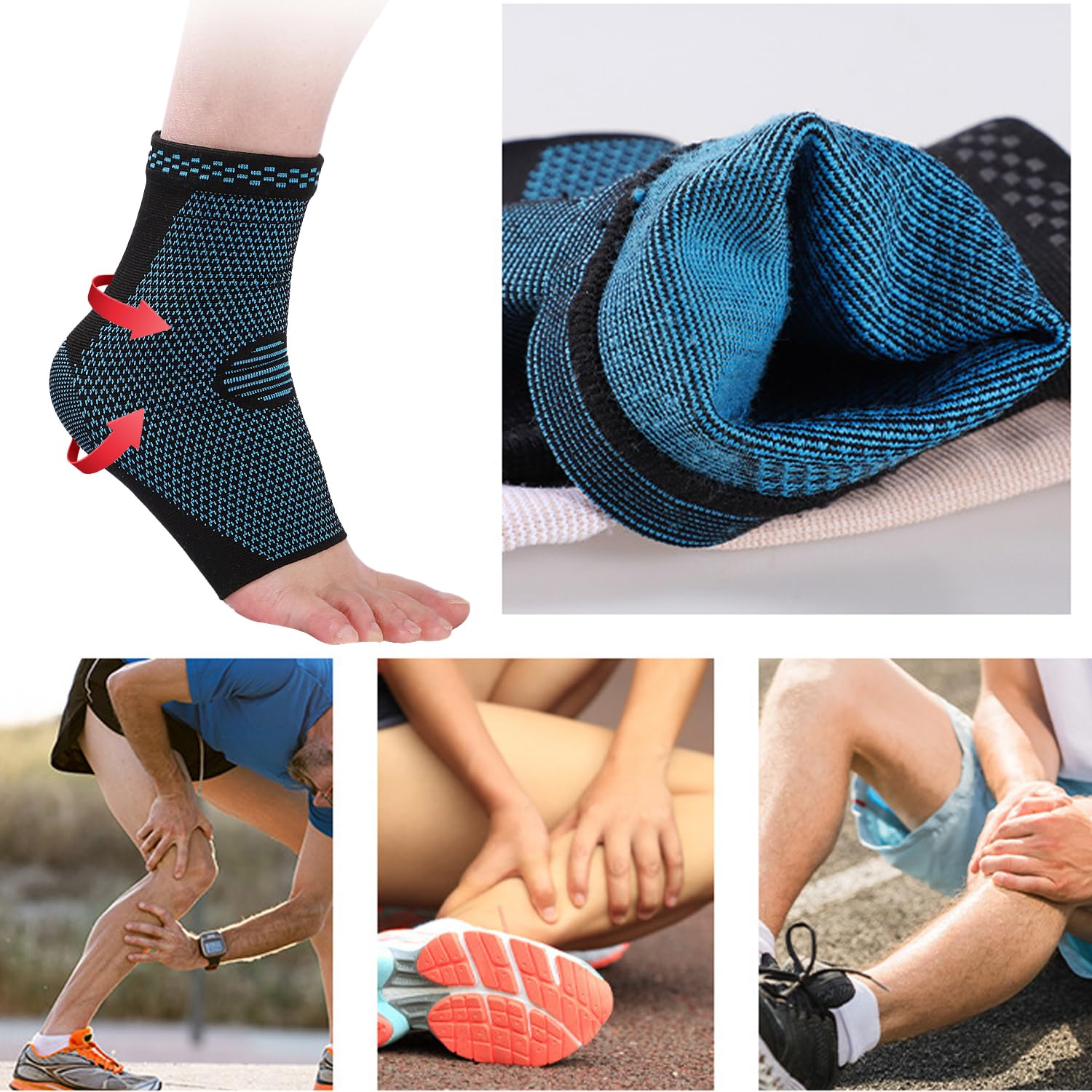 Plantar Fasciitis Socks,H HOME-MART 2 Pack Ankle Brace Socks Compression Sleeve | Injury Recovery, Joint Pain | Ankle Support |Achilles Tendon Support, Plantar Fasciitis Foot Sock with Arch Support image number 6