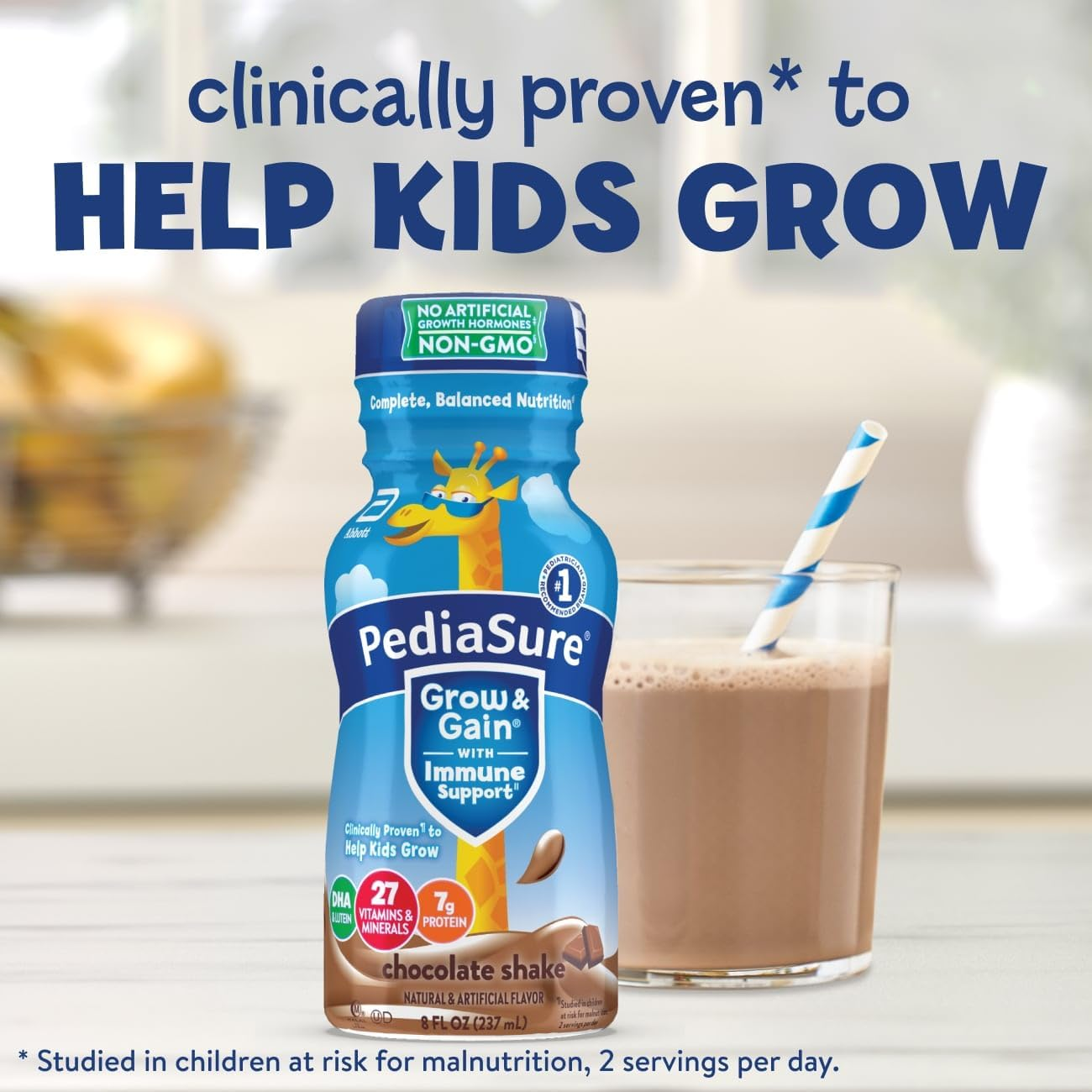 Pediasure Grow & Gain Nutrition Shake for Kids, Chocolate, 8 Fl Oz (Pack of 24) image number 3