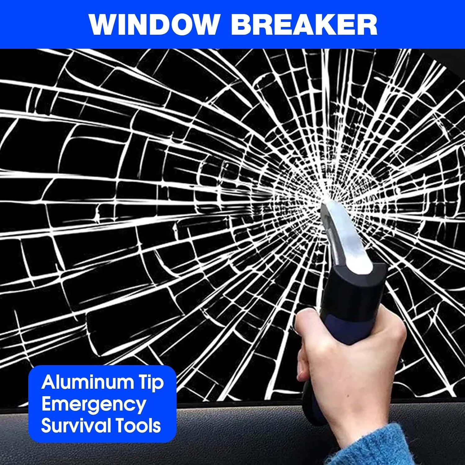 2 Pcs Car Door Assist Handle, 3 in 1 Multifunction Car Handle, Portable Seatbelt Cutter Window Breaker Emergency Tool, Door Latch Assist Grab for Elderly and Handicapped(Blue) image number 5