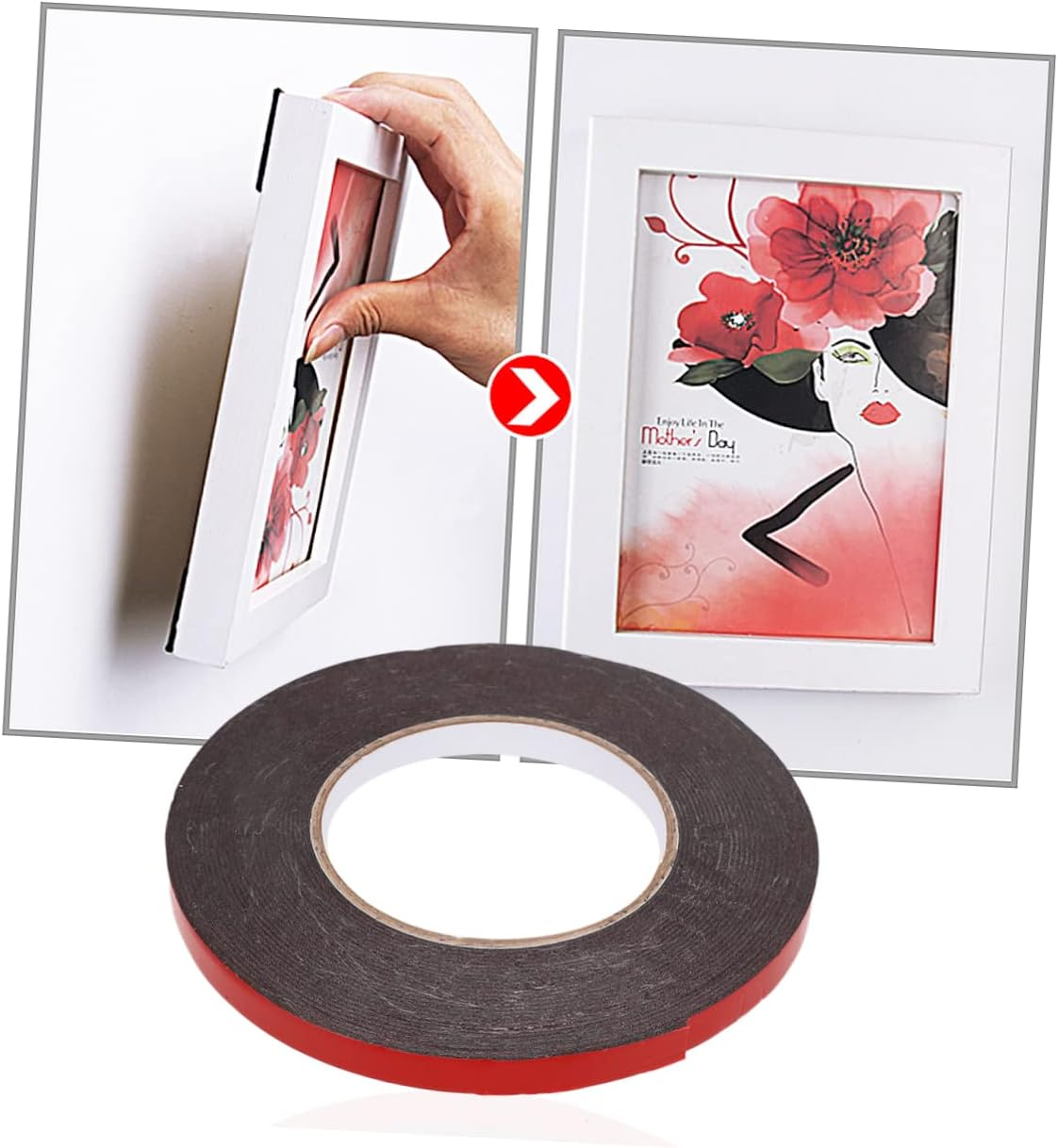 TEHAUX Pe Double-Sided Adhesive Tape 5Pcs Weatherproof Red Foam Mounting Seal Strip 10Mm X 10M X 1.0Mm Thick for Automotive and Decorative Trim image number 1