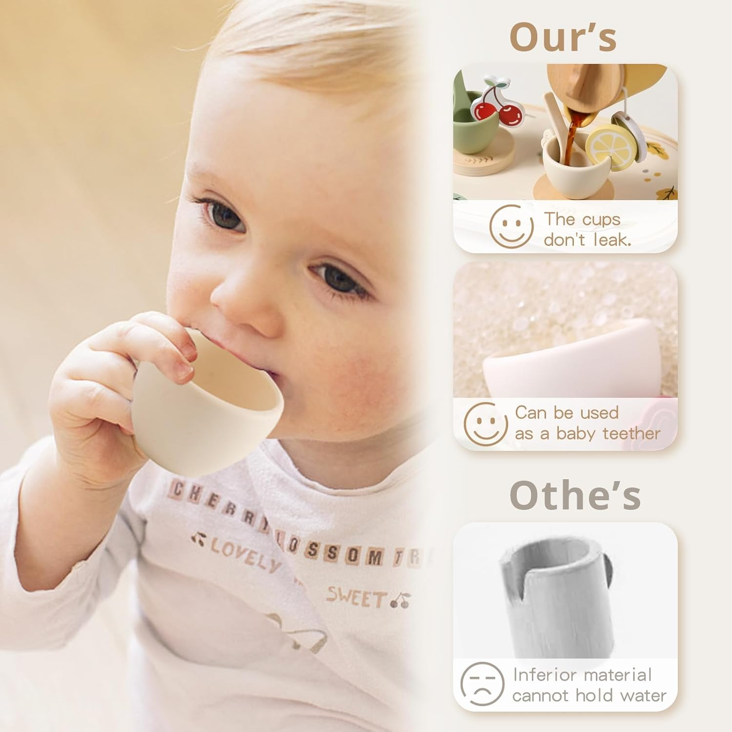 Tea Party Set for Kids - Wooden Tea Set for Little Girls 15PCS Silicone Toddler Tea Set Kitchen Accessories Pretend Play Toy Tea Set for Toddlers - Birthday Gift (Purple) image number 2