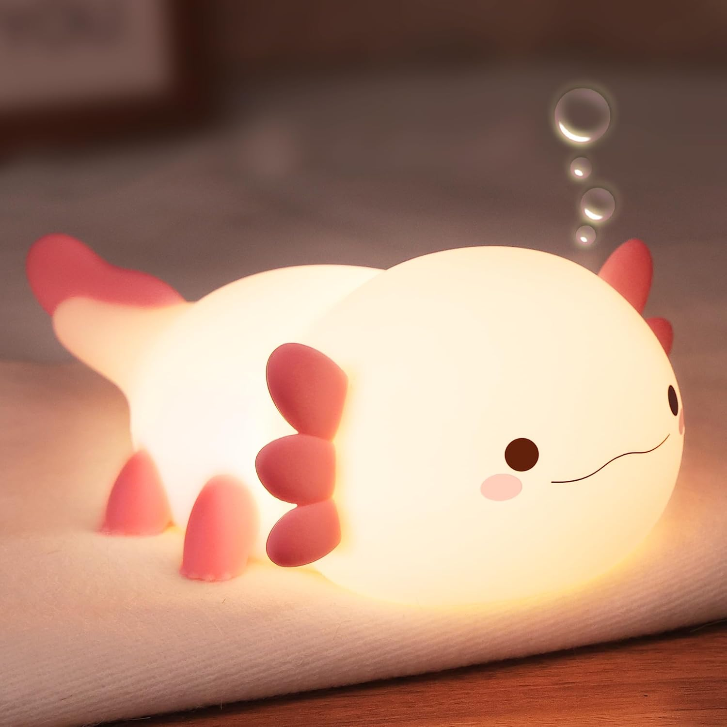 Lampeez Axolotl Gifts, Cute Axolotl Night Light, Soft Silicone Lamp Nursery Nightlight LED Touch Light, Bedroom Decor as Xmas Birthday Gifts Boys Girls image number 4