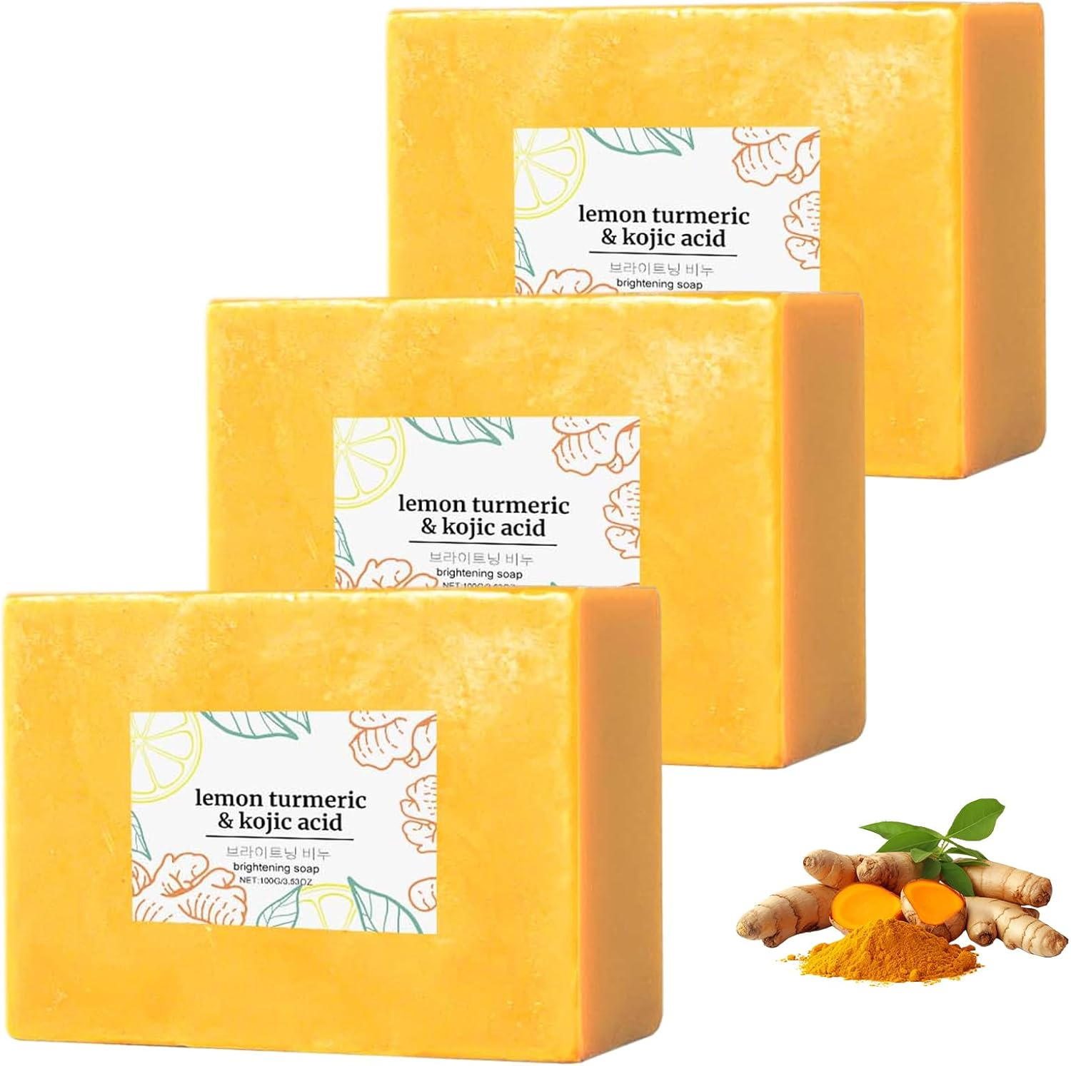 Scentric Glow Soap, Lemon Turmeric Kojic Acid Soap, Turmeric Soap for Dark Spots, Melanin Turmeric Soap for Face and Body, Moisturizing Deep Cleansing for Women & Men, Turmeric Lemon Soap (1Pcs)