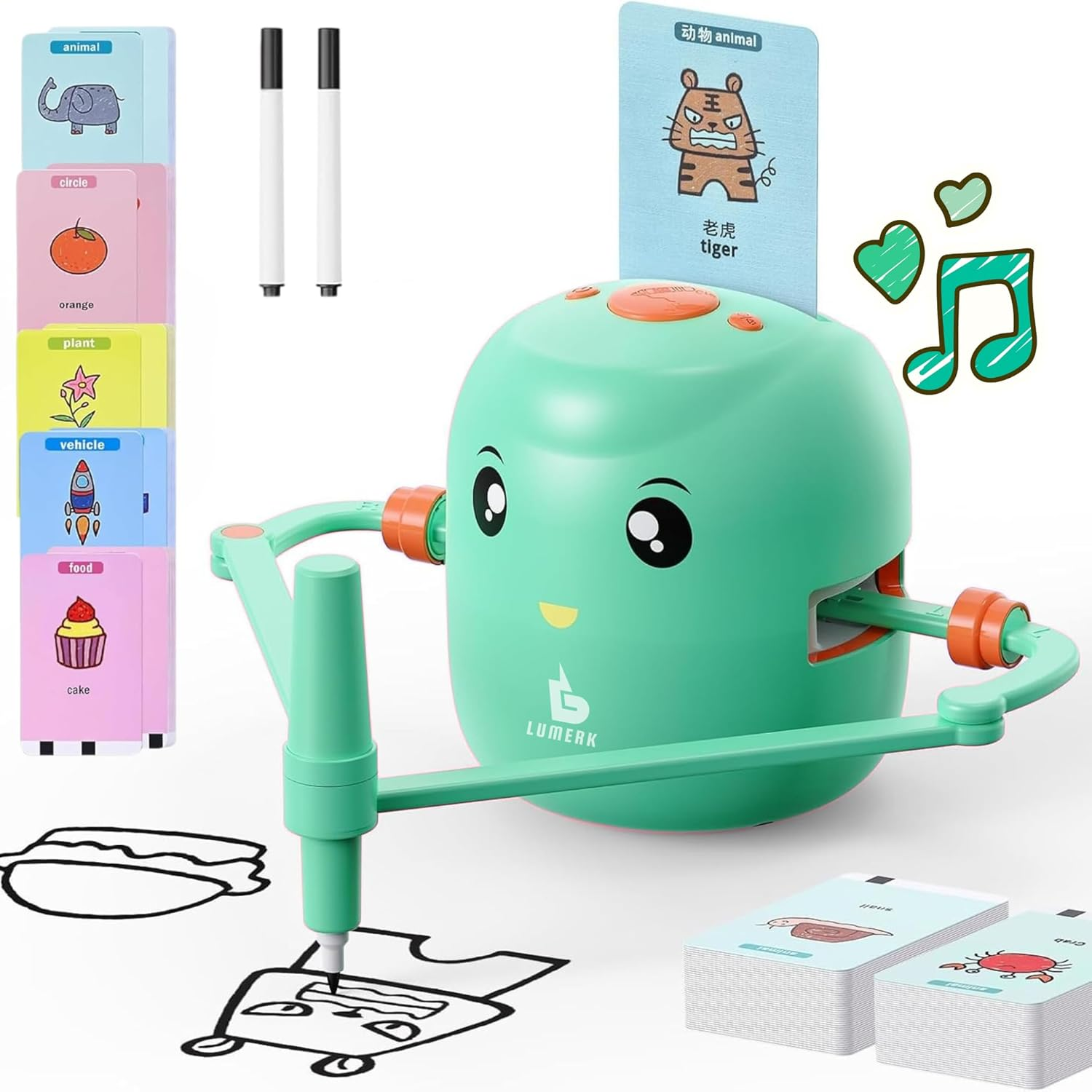 Drawing Robot for Kids &ndash; 100 Drawing Cards, Voice Interaction, Educational Montessori Learning Toy with 2 Pens &ndash; Smart STEM Art Robot for Boys & Girls Ages 3-8 (Pink) image number 6