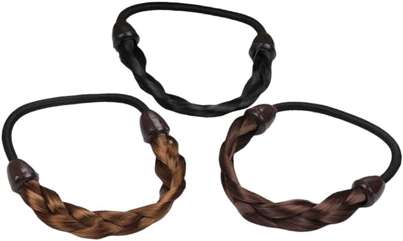 Elastic Hair Band Braided Wig Synthetic Wig Elastic Rope Braided Headband Ponytail Holder for Women and Girls 3 Pieces (3 Colors) image number 2